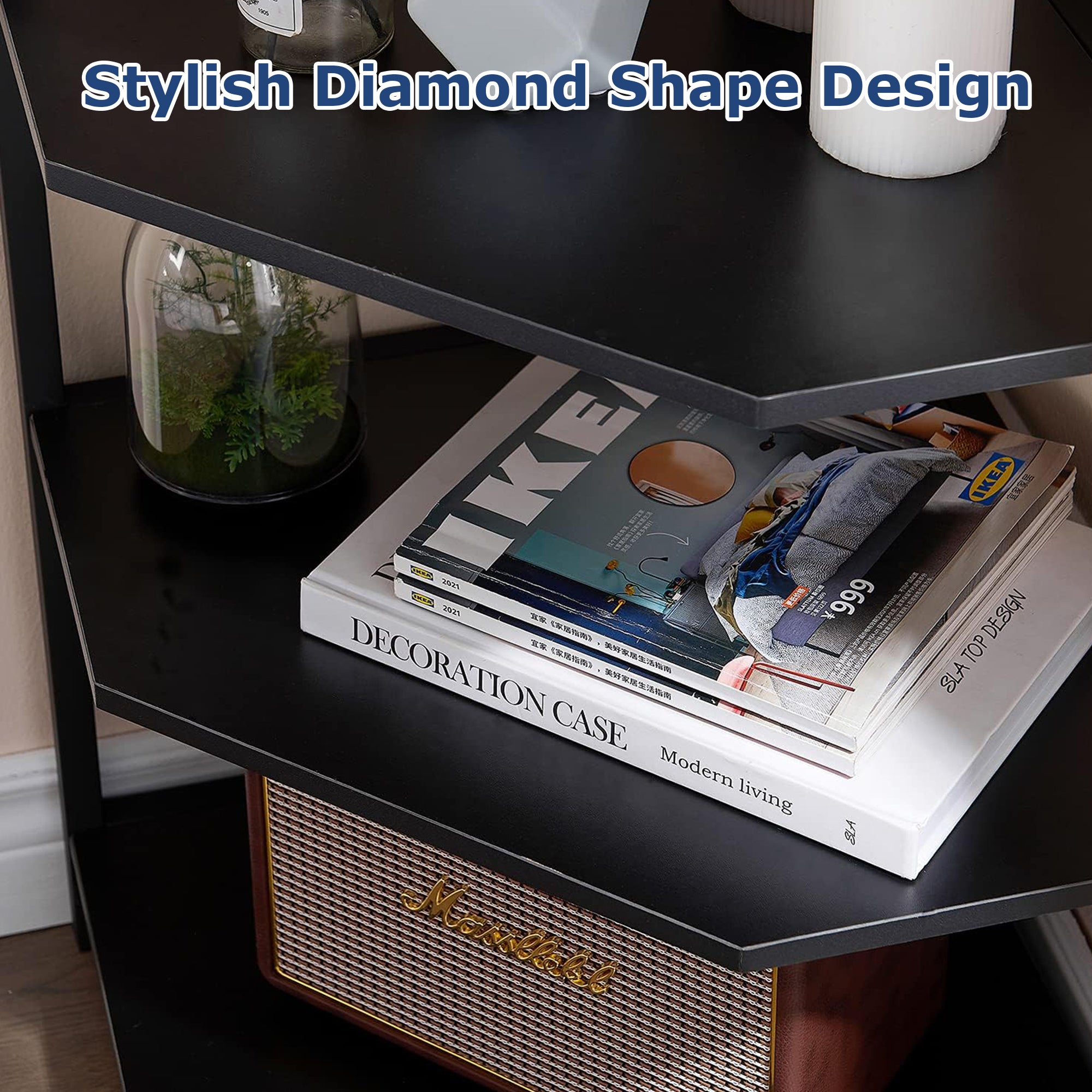 VECELO 31" Tall Corner Shelf/4-Tier Display Shelves with Metal Frame - VECELO