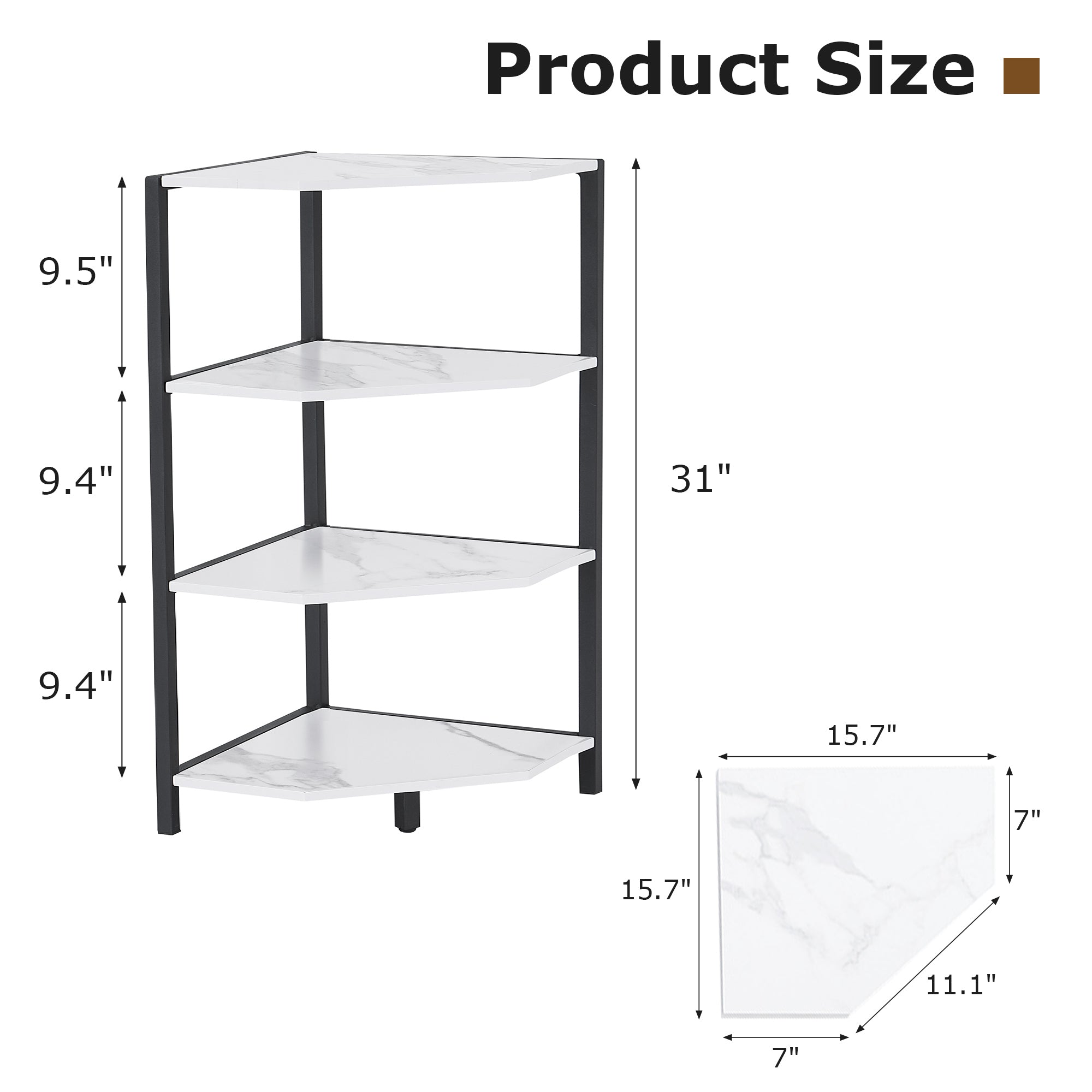 VECELO 31" Tall Corner Shelf/4-Tier Display Shelves with Metal Frame - VECELO