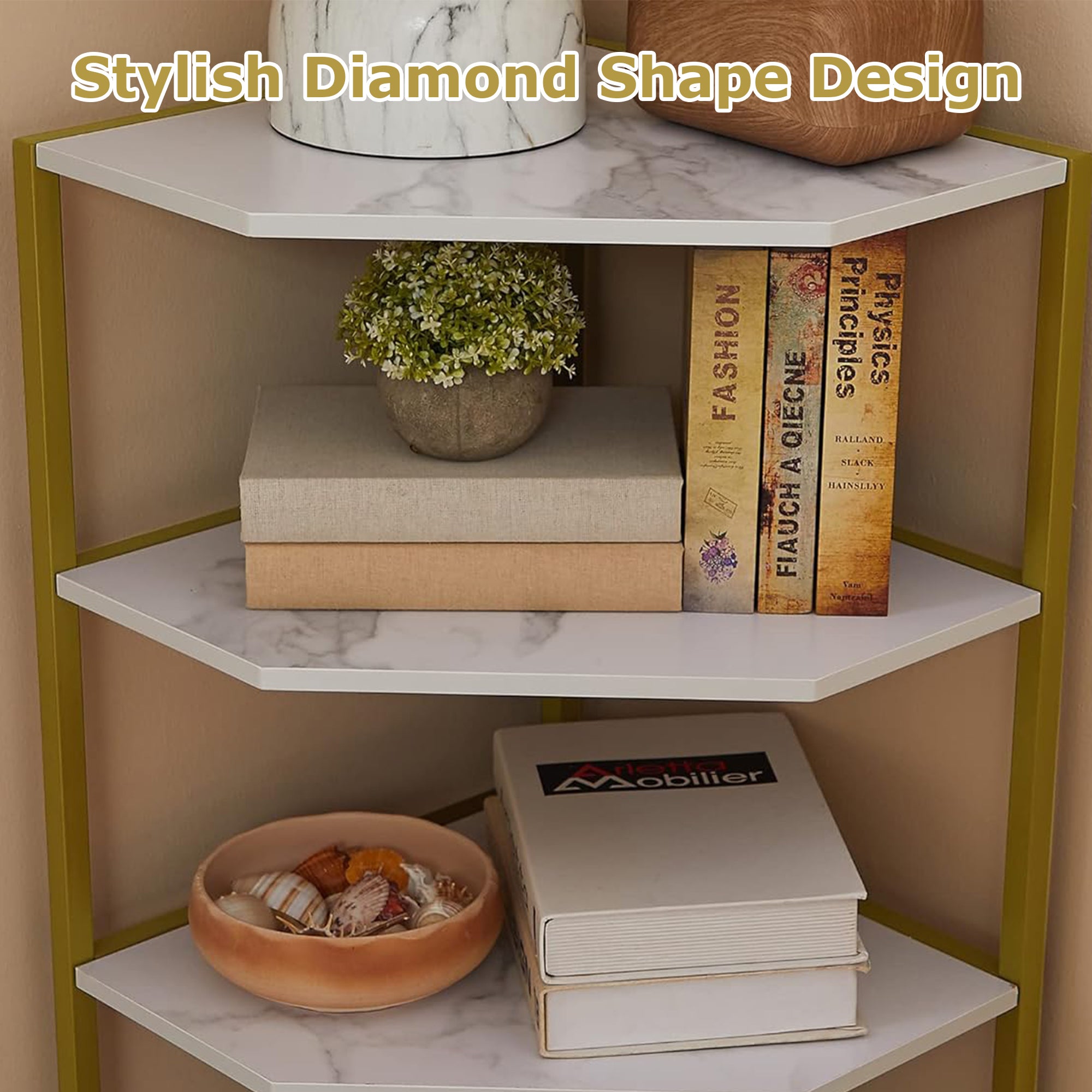 VECELO 31" Tall Corner Shelf/4-Tier Display Shelves with Metal Frame - VECELO