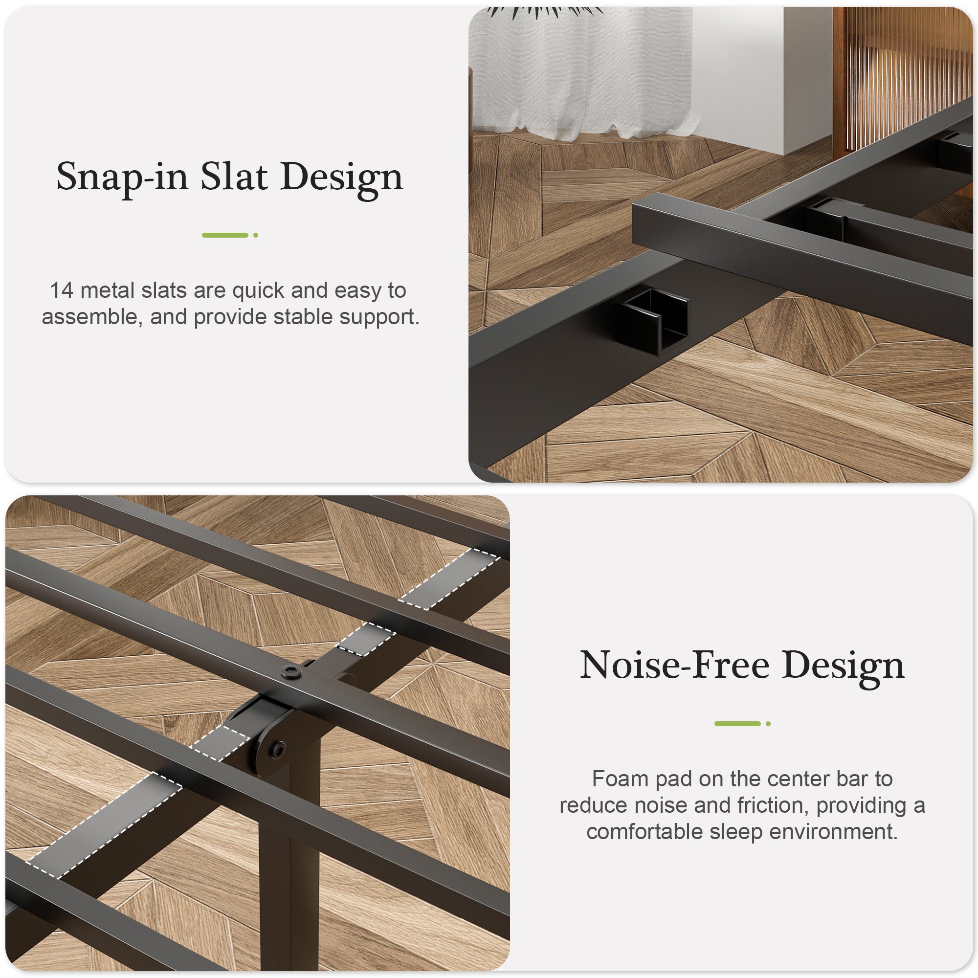 VECELO Platform Bed Frame with Rustic Vintage Wood Headboard/Strong Metal Slats Support