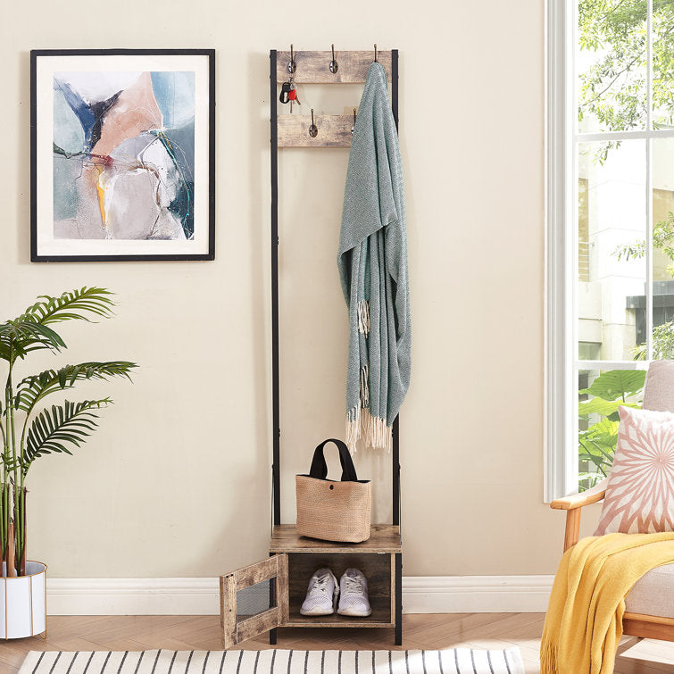 VECELO Tall Clothes Stand Freestanding with Shoe Storage Entryway Coat Rack - VECELO