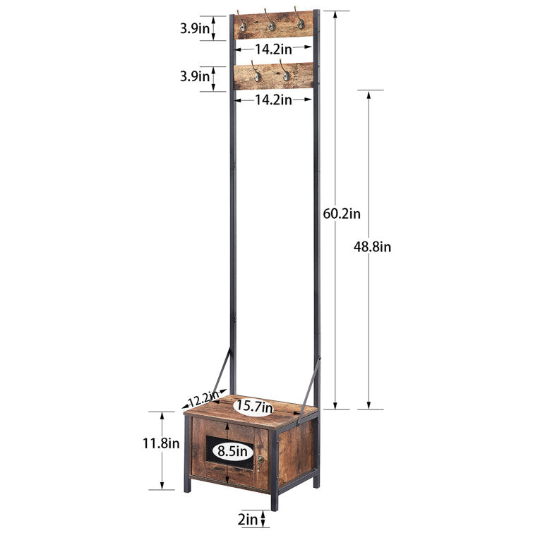 VECELO Tall Clothes Stand Freestanding with Shoe Storage Entryway Coat Rack - VECELO