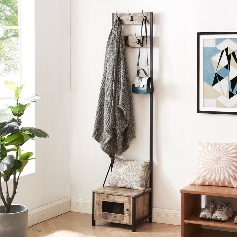 VECELO Tall Clothes Stand Freestanding with Shoe Storage Entryway Coat Rack - VECELO