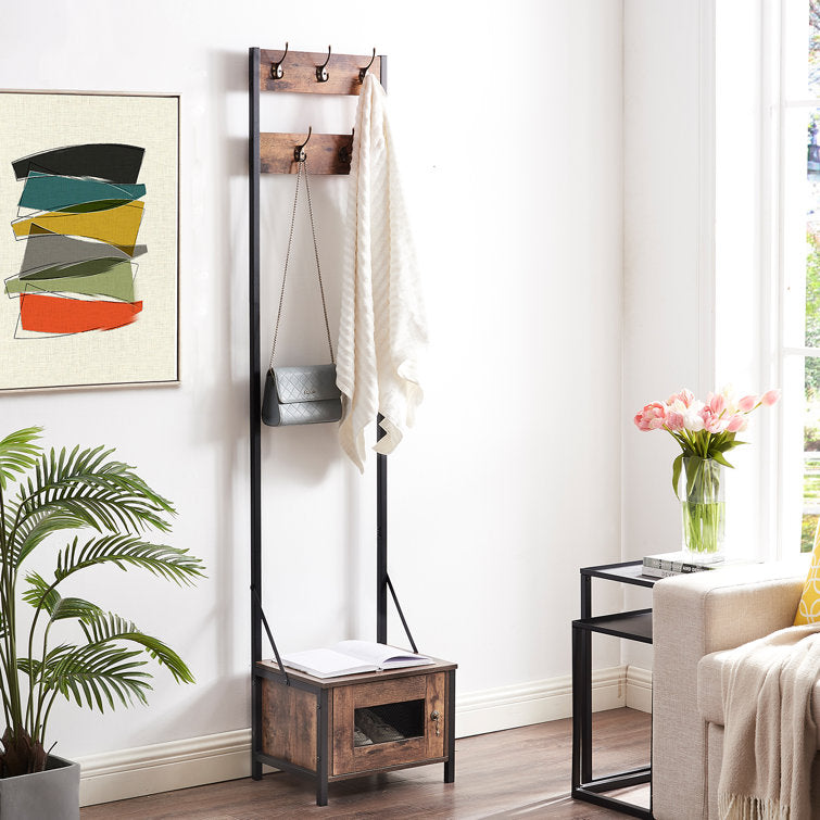 VECELO Tall Clothes Stand Freestanding with Shoe Storage Entryway Coat Rack - VECELO