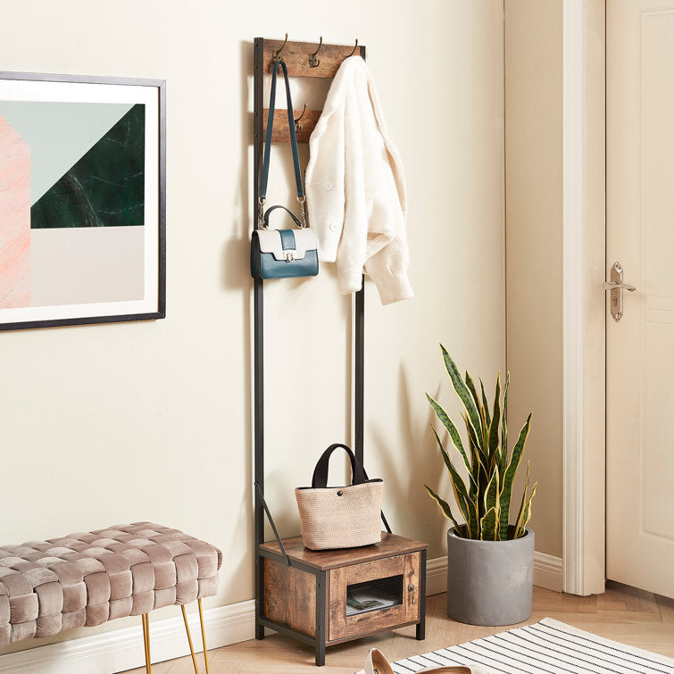 VECELO Tall Clothes Stand Freestanding with Shoe Storage Entryway Coat Rack - VECELO