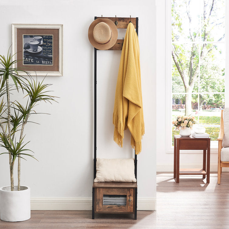 VECELO Tall Clothes Stand Freestanding with Shoe Storage Entryway Coat Rack - VECELO
