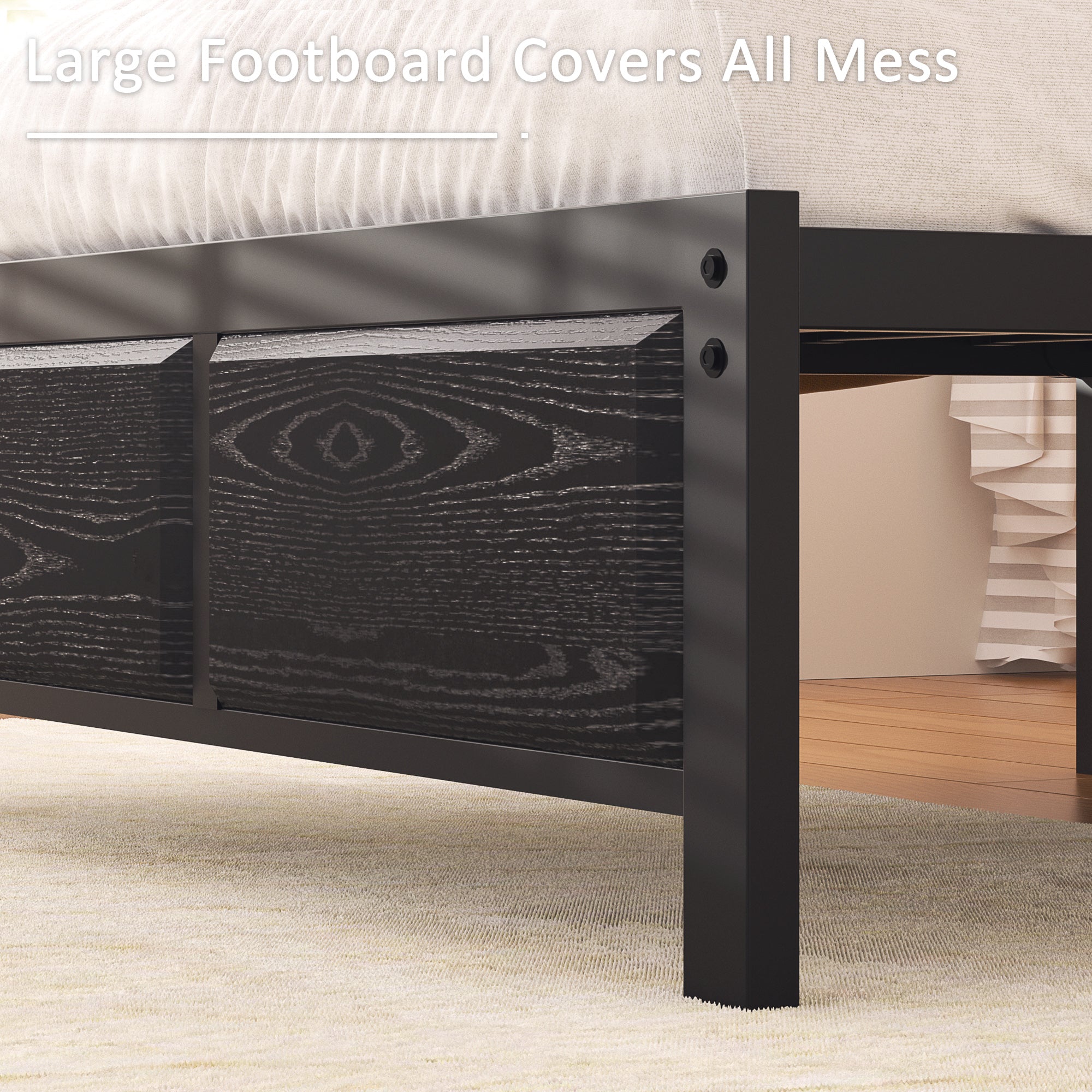 VECELO Platform Bed Frame, Mattress Foundation with Rustic Vintage Wood Headboard - VECELO