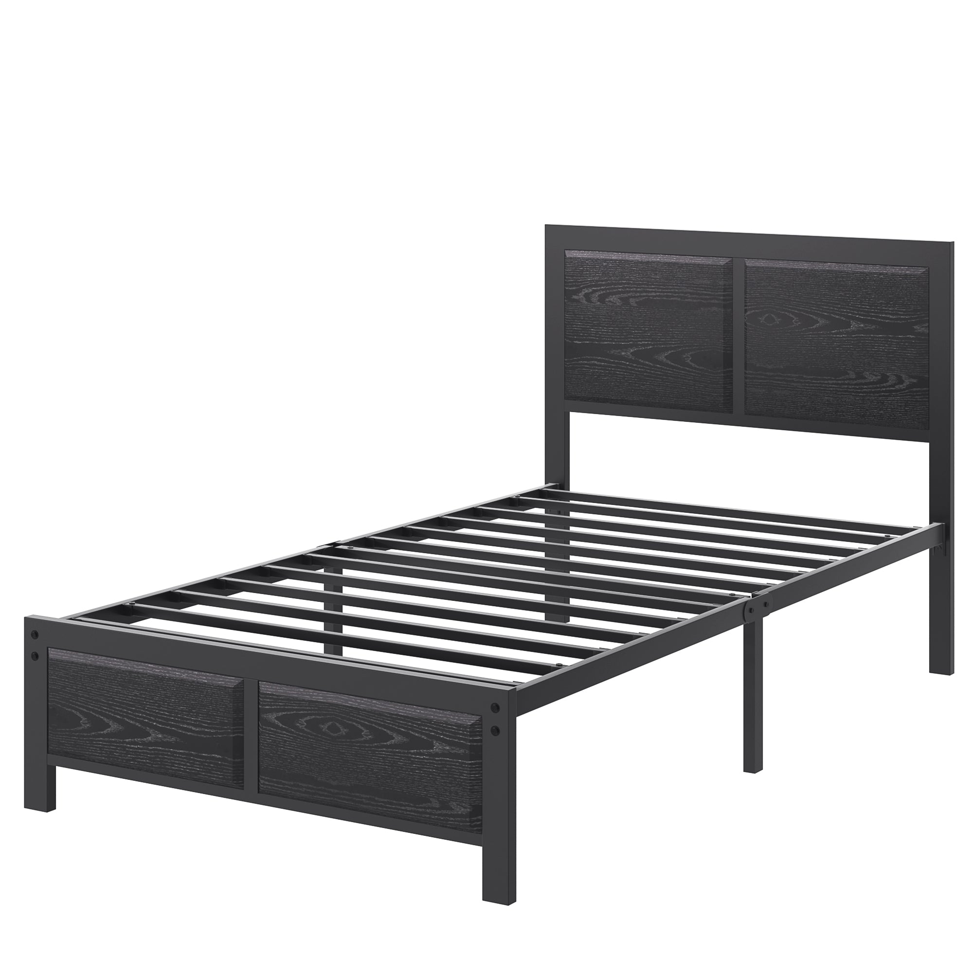 VECELO Platform Bed Frame, Mattress Foundation with Rustic Vintage Wood Headboard - VECELO