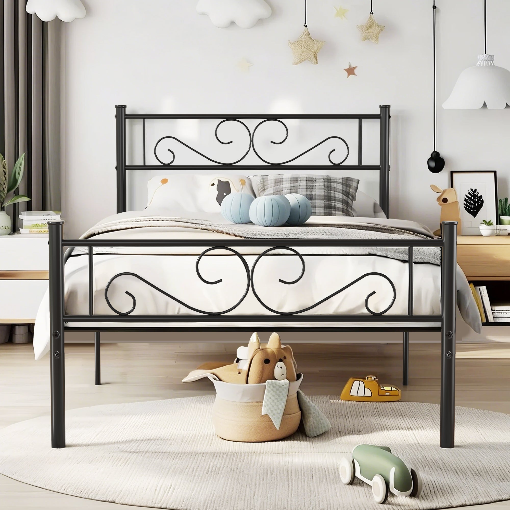 VECELO Metal Platform Bed Frame Mattress Foundation with Headboard & Footboard - VECELO