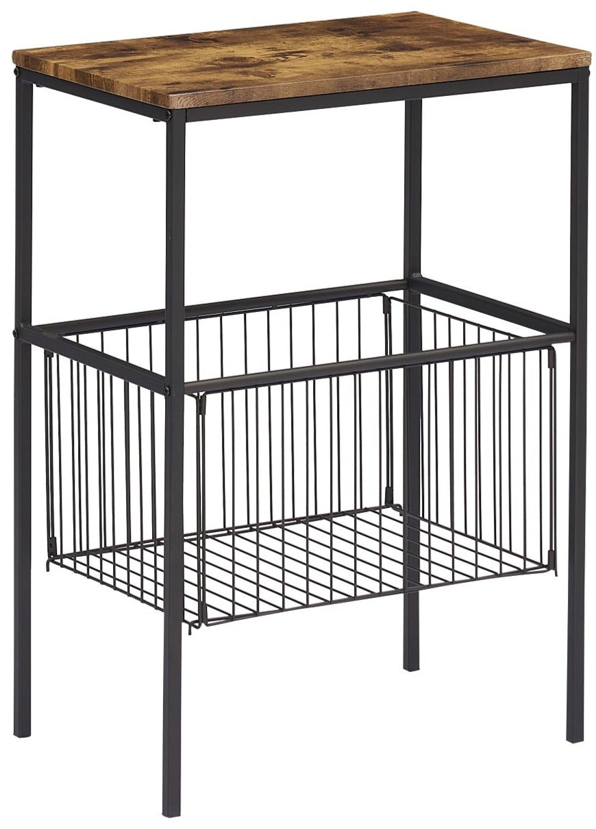 VECELO Versatile Side End Table 31” Tall Storage Organizer with Foldable Basket for Living Room/Bedroom - VECELO