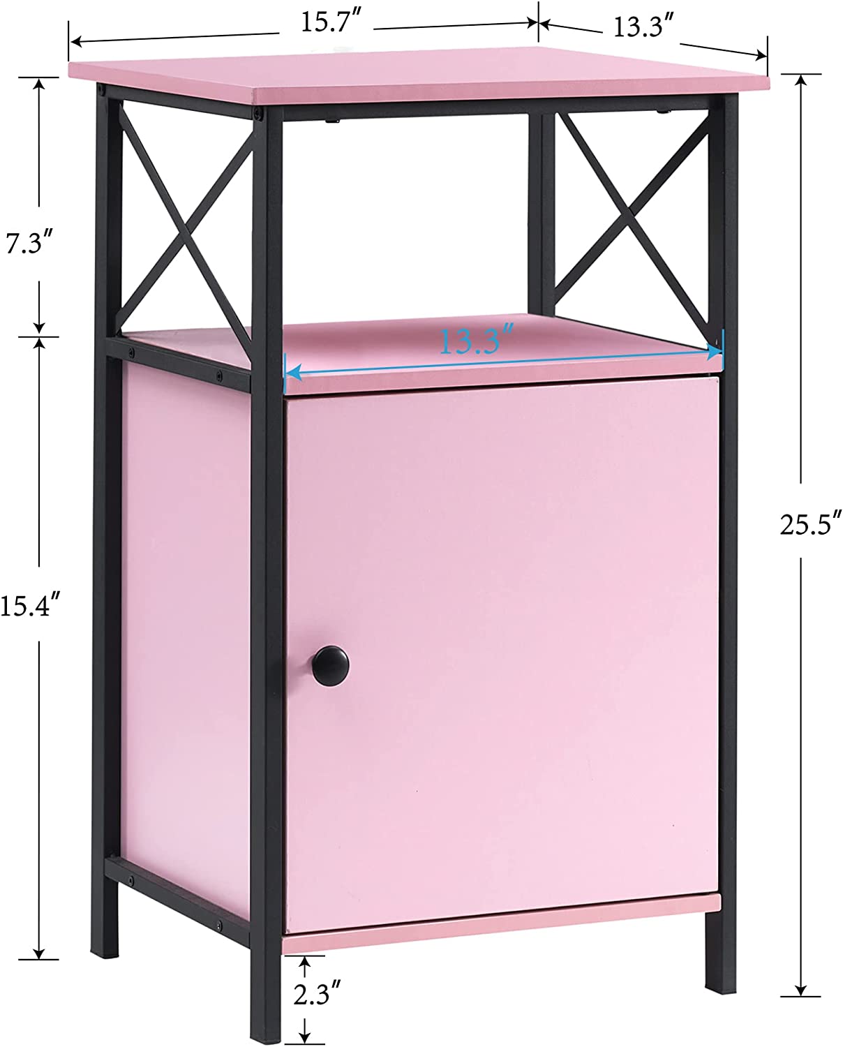 VECELO Tall Side Storage, Large Capacity Bedside Nightstand - VECELO