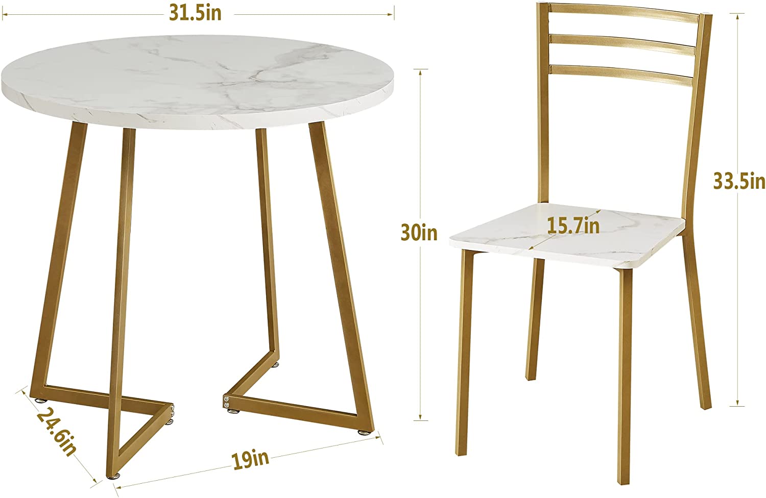 VECELO 3 Piece Kitchen Dining Room Set - VECELO