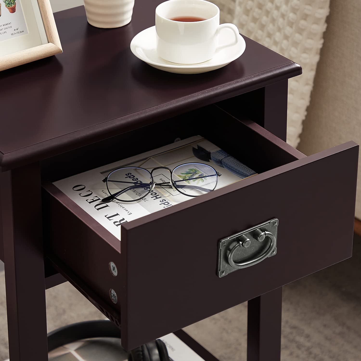 VECELO Modern Nightstands Set of 2, Side End Table with Drawers - VECELO