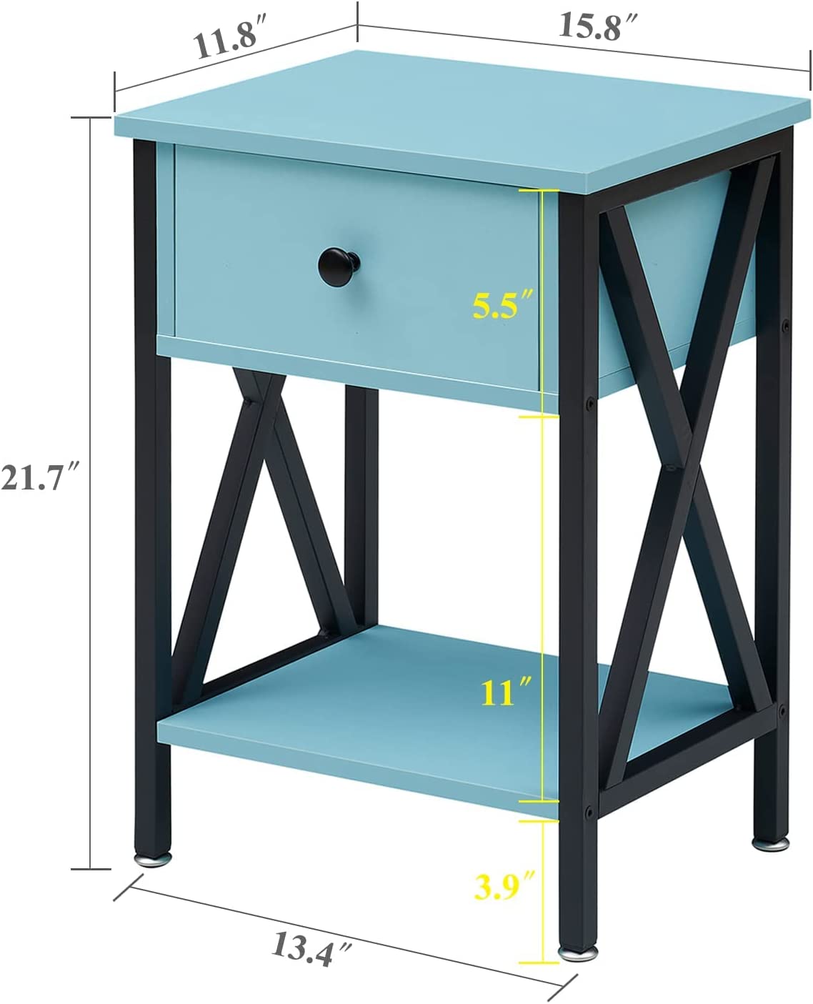 VECELO Night Stands Bedside End Table X-Design with Drawer&Storage Shelf for Living Room Bedroom, Nightstand with Drawer - VECELO