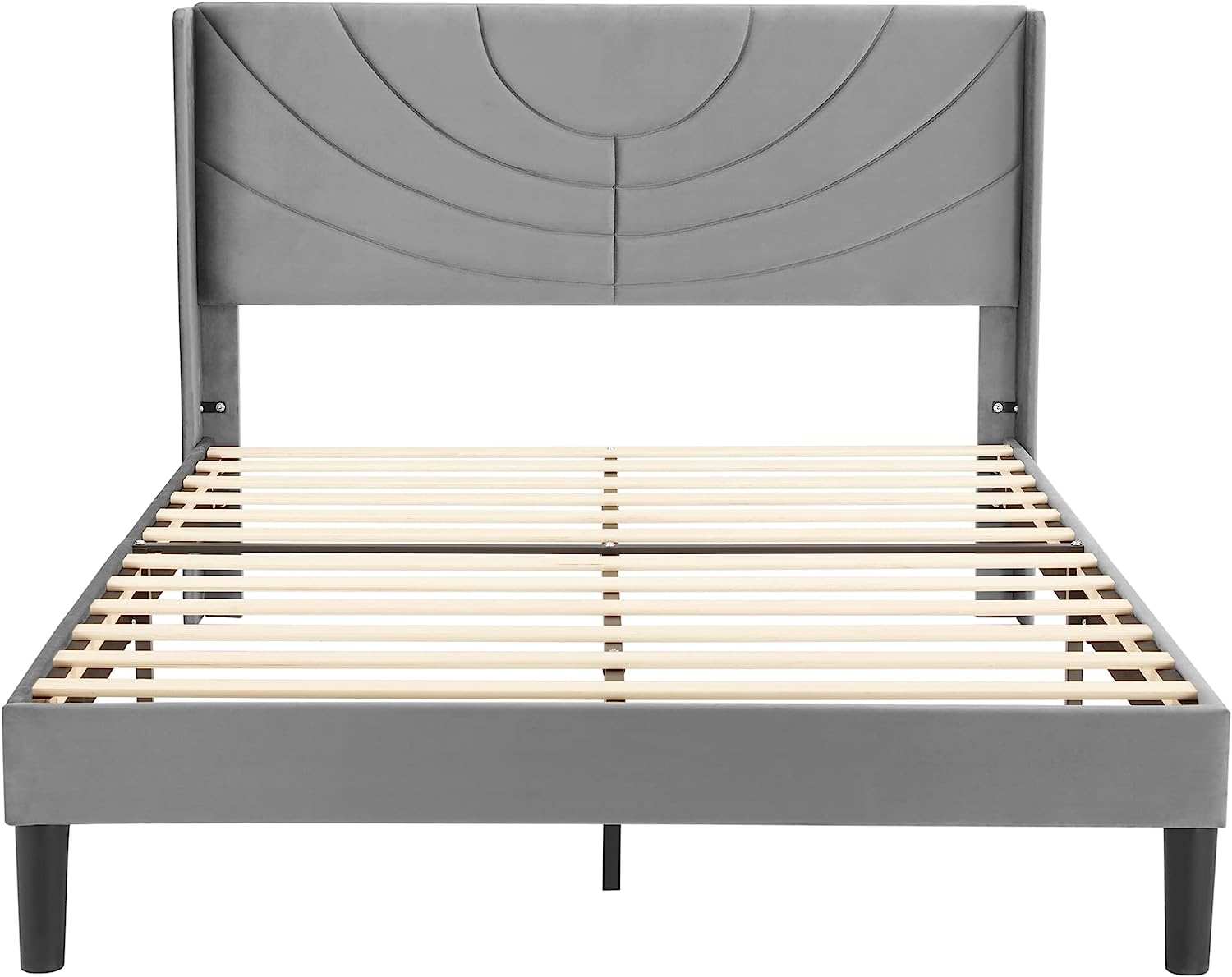 VECELO Upholstered Platform Bed Frame with Adjustable Fabric Headboard - VECELO