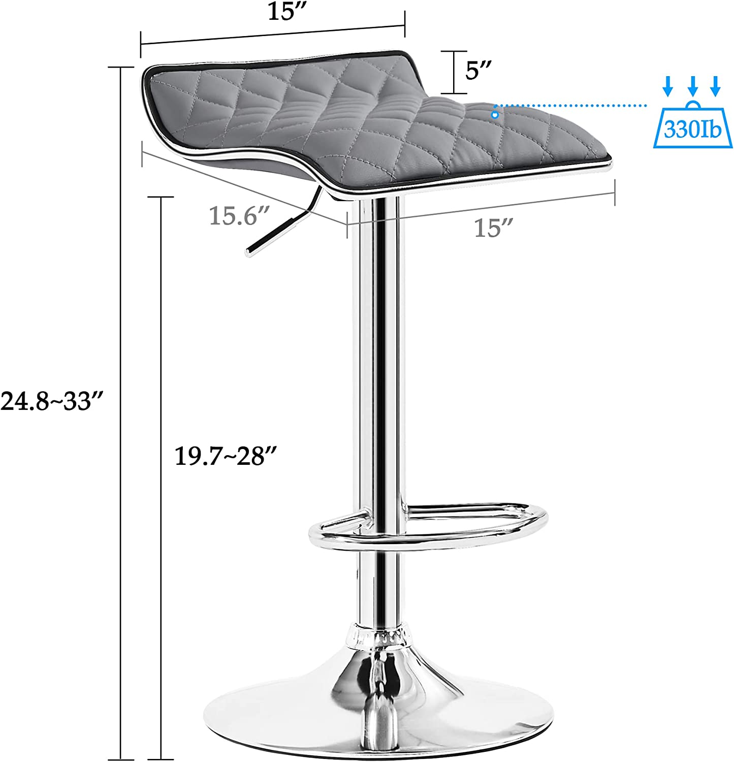 VECELO Bar Stools Set of 2, Kitchen Island Counter Height Bar Chairs - VECELO