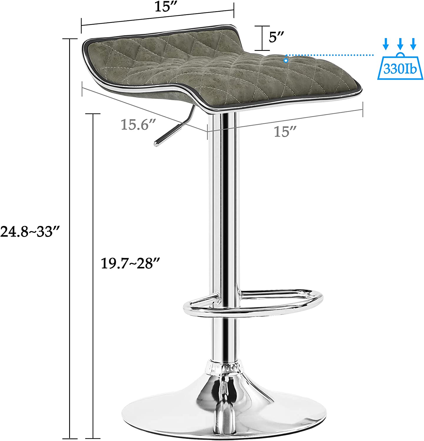 VECELO Bar Stools Set of 2, Kitchen Island Counter Height Bar Chairs - VECELO