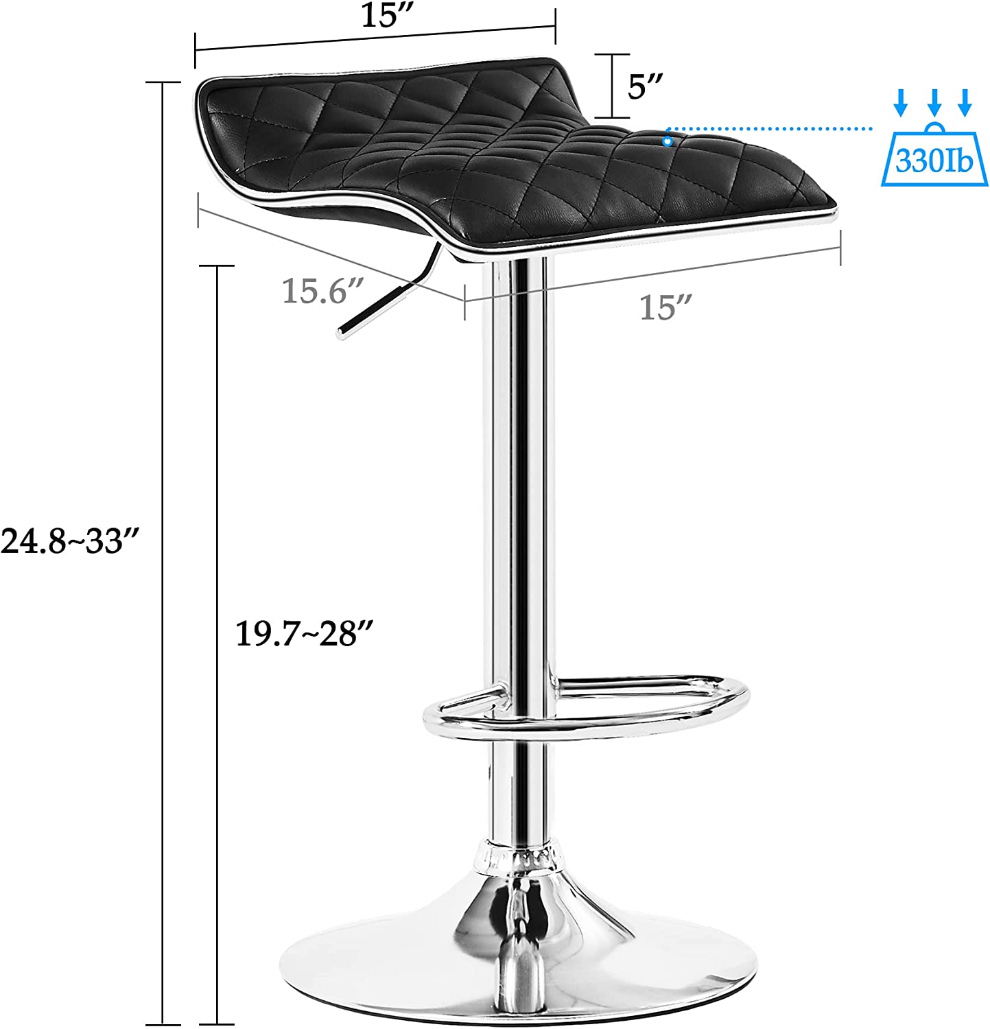 VECELO Bar Stools Set of 2, Kitchen Island Counter Height Bar Chairs - VECELO