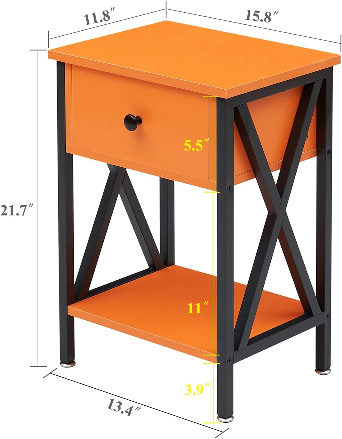 VECELO Night Stands Bedside End Table X-Design with Drawer&Storage Shelf for Living Room Bedroom, Nightstand with Drawer - VECELO