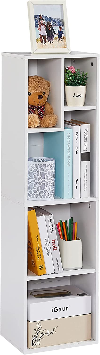 VECELO Modern 3-Tier Small Bookcase, 4 Cube/5 Cube Bookshelf/Storage Organizer - VECELO