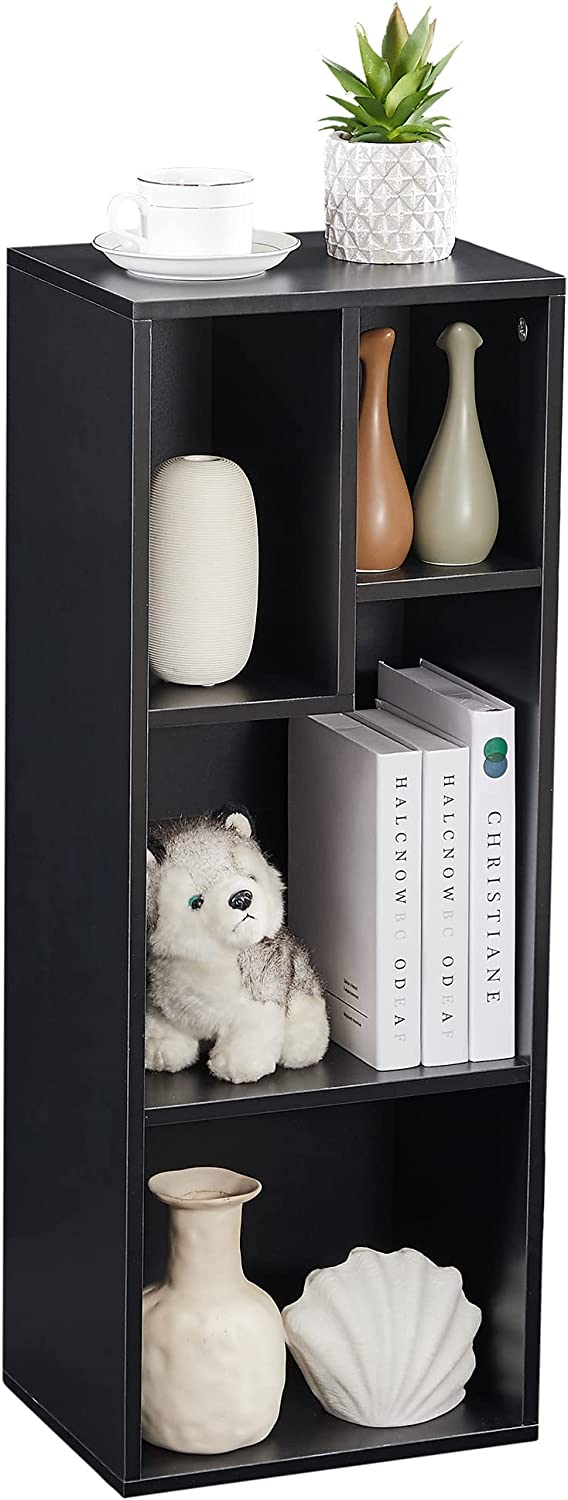 VECELO Modern 3-Tier Small Bookcase, 4 Cube/5 Cube Bookshelf/Storage Organizer - VECELO