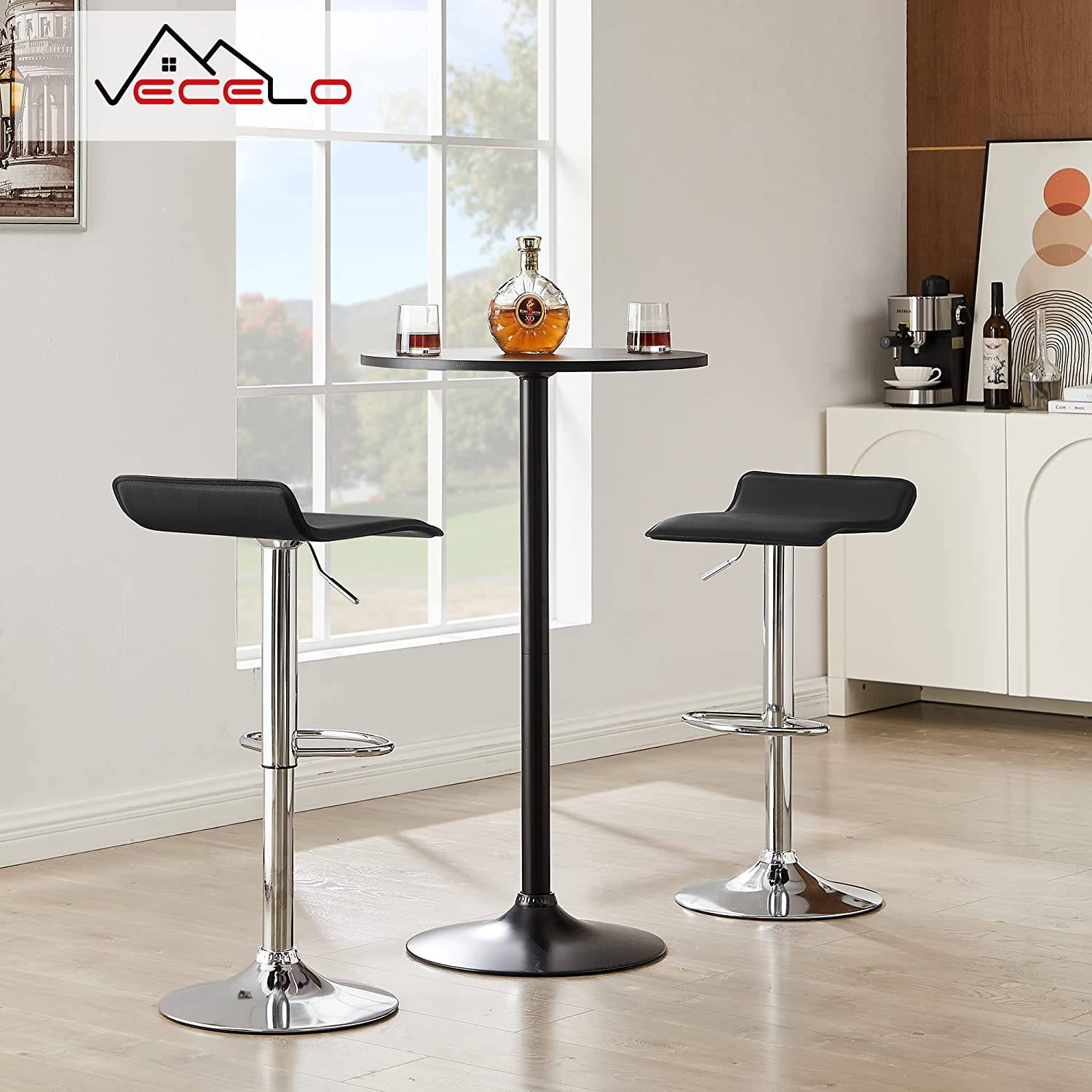 VECELO Counter Height Bar Stools Set of 2, Adjustable Barstools - VECELO
