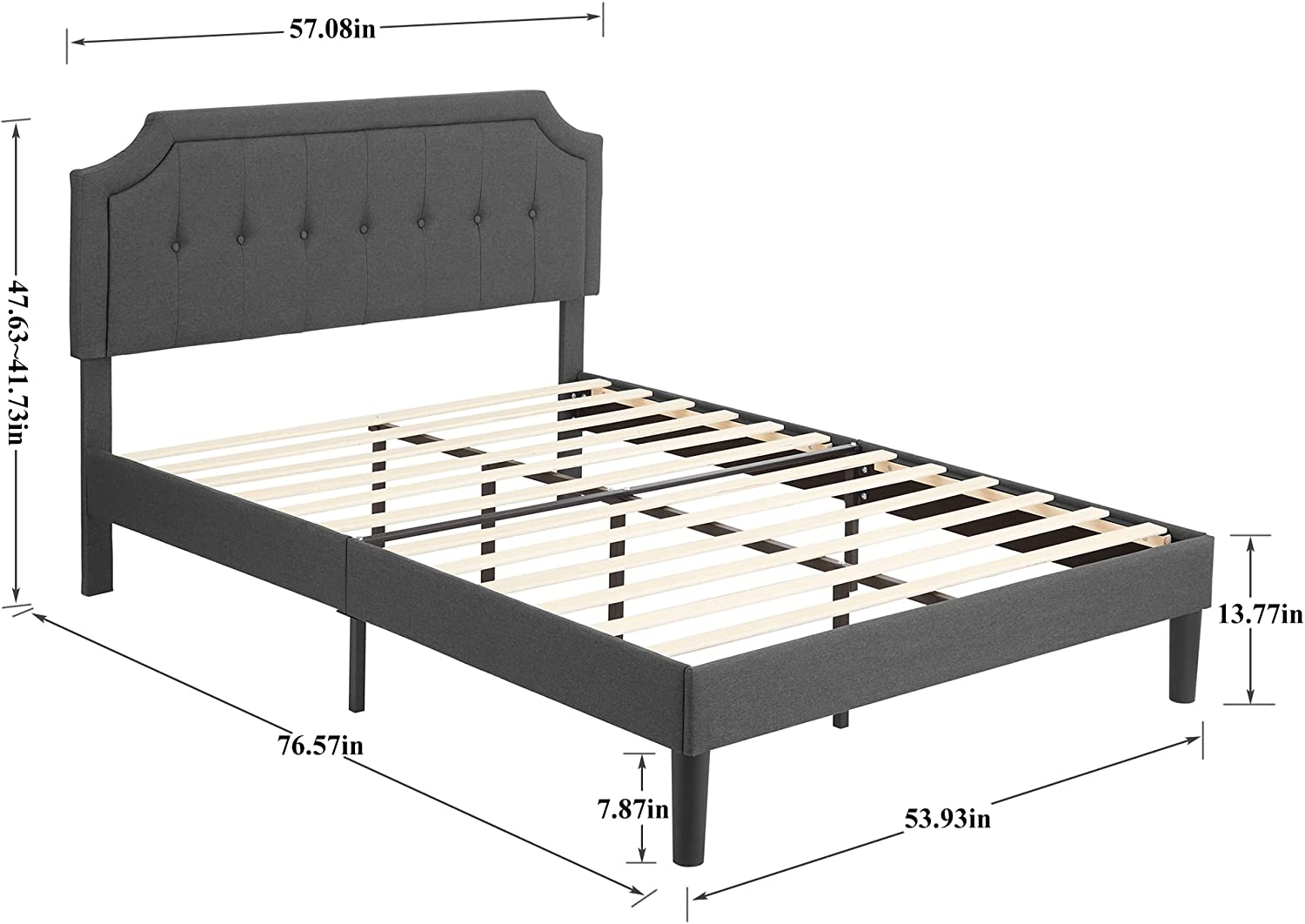 VECELO Premium Upholstered Platform Bed Diamond Stitched Panel Headboard - VECELO