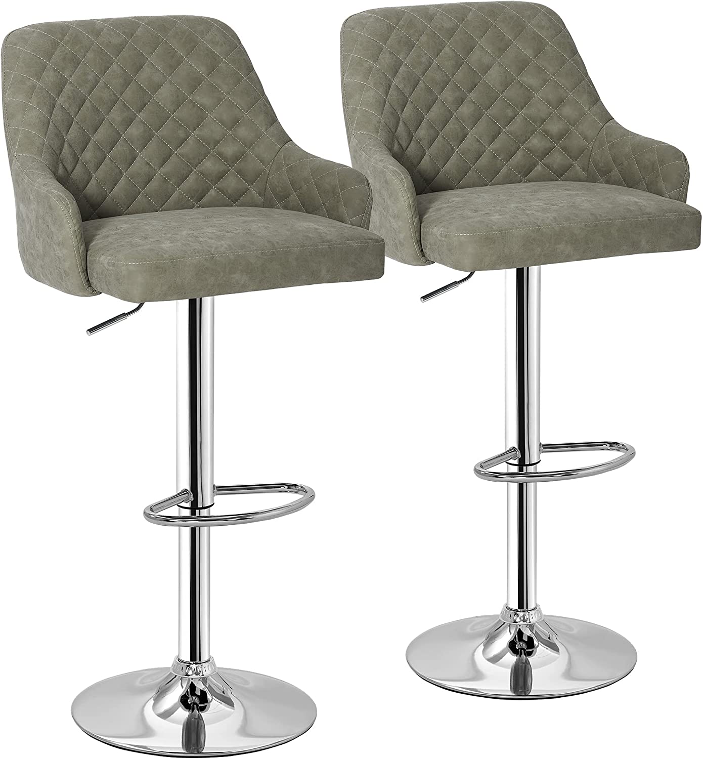 VECELO Adjustable Bar Stools with Back, Bar Height Stools for Kitchen Counter - VECELO