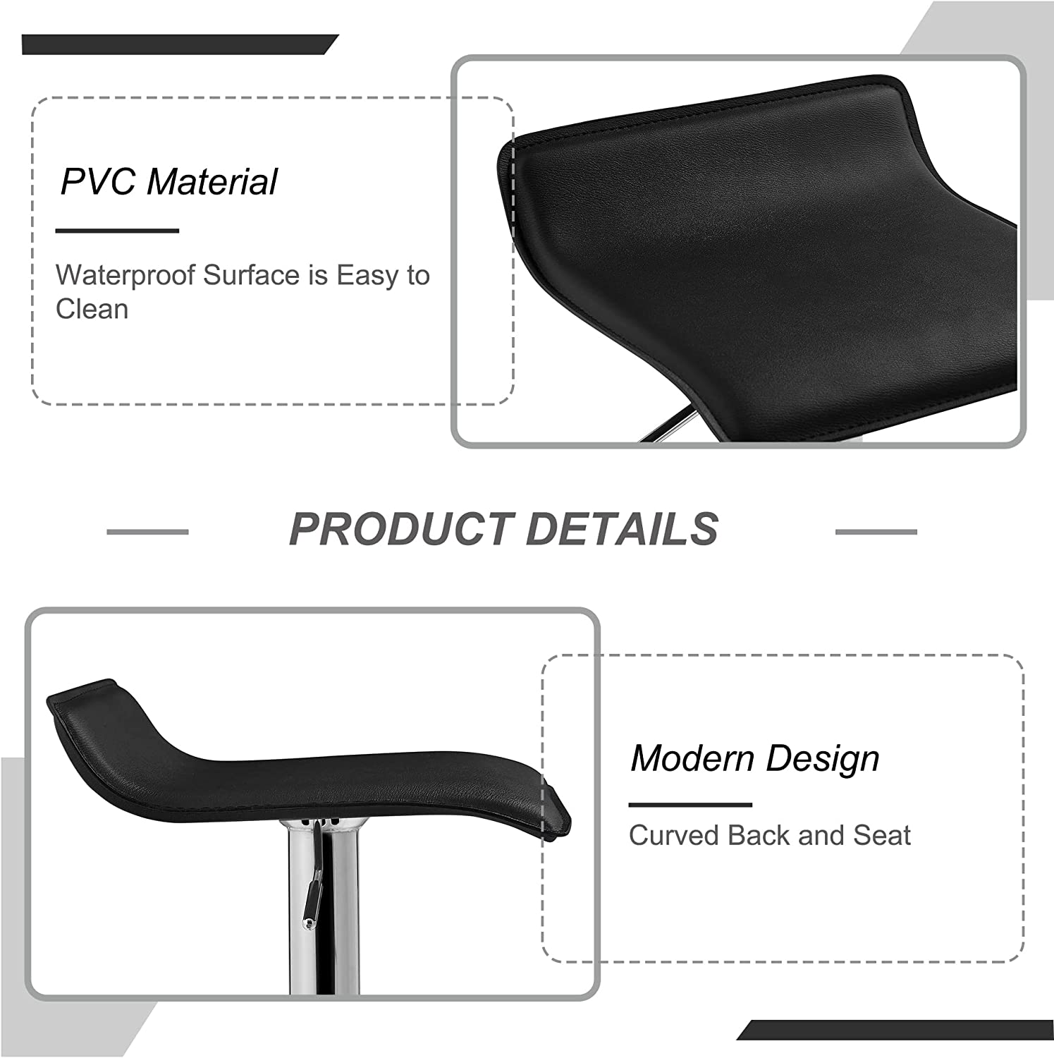 VECELO Counter Height Bar Stools Set of 2, Adjustable Barstools - VECELO