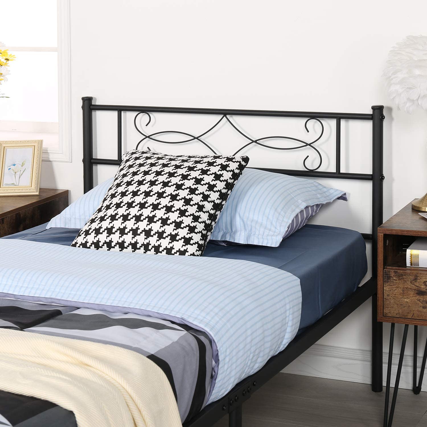 VECELO Metal Platform Bed Frame with Headboard & Footboard Premium Steel Slat Support Noise-Free - VECELO