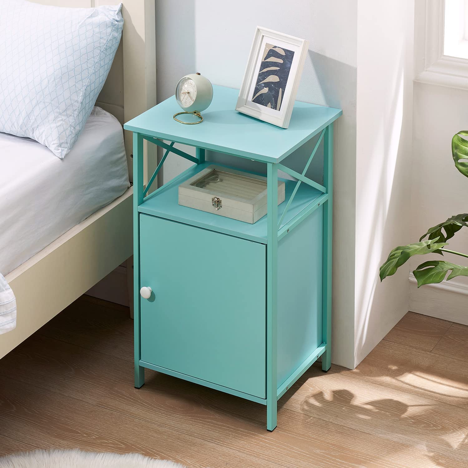 VECELO Tall Side Storage, Large Capacity Bedside Nightstand - VECELO
