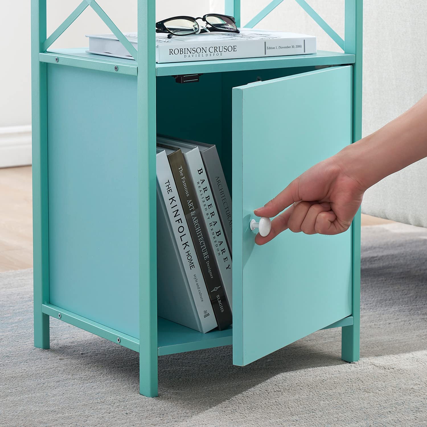 VECELO Tall Side Storage, Large Capacity Bedside Nightstand - VECELO