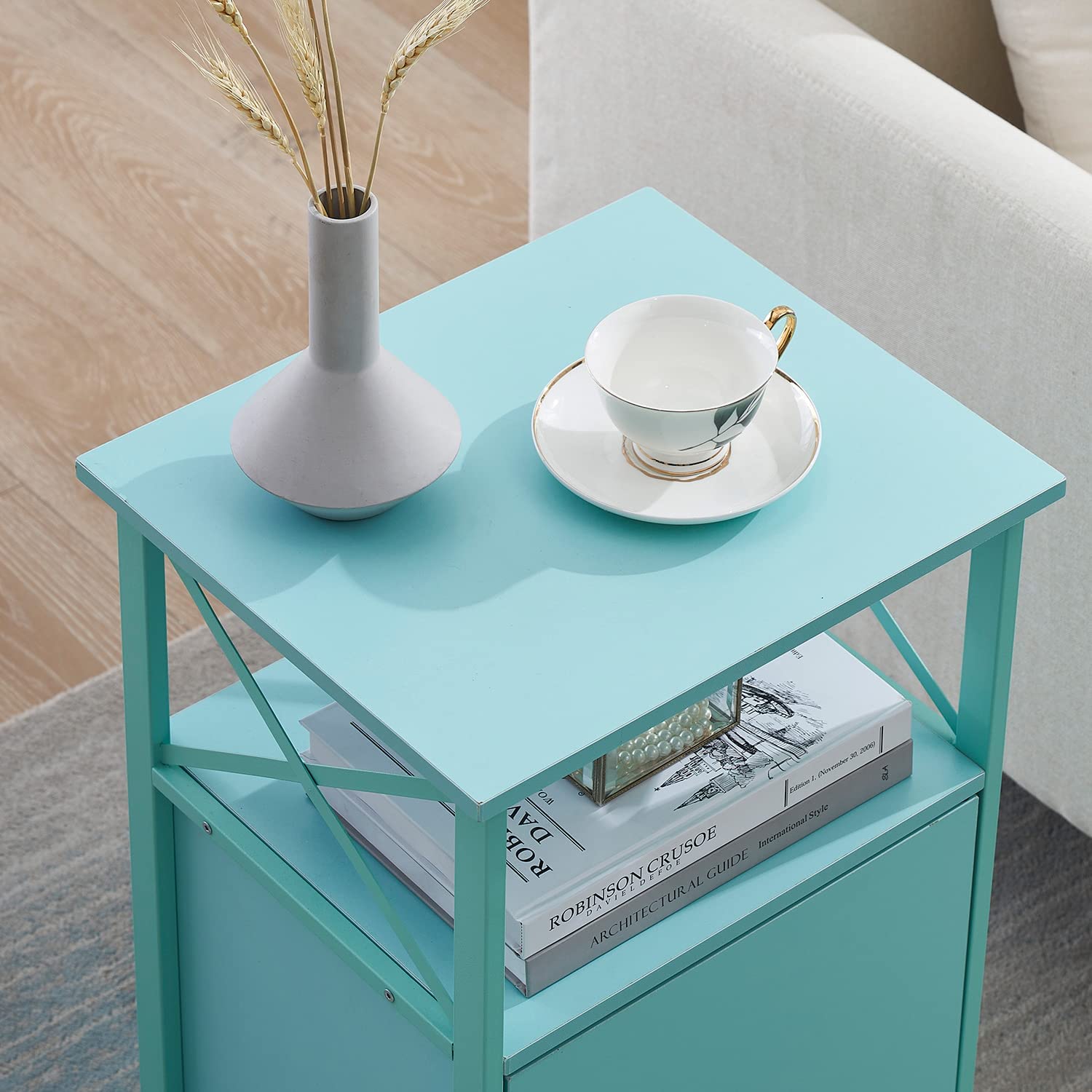 VECELO Tall Side Storage, Large Capacity Bedside Nightstand - VECELO