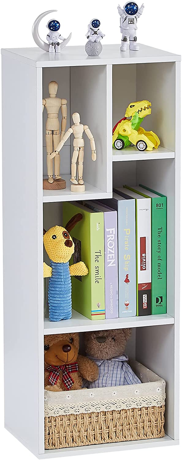 VECELO Modern 3-Tier Small Bookcase, 4 Cube/5 Cube Bookshelf/Storage Organizer - VECELO