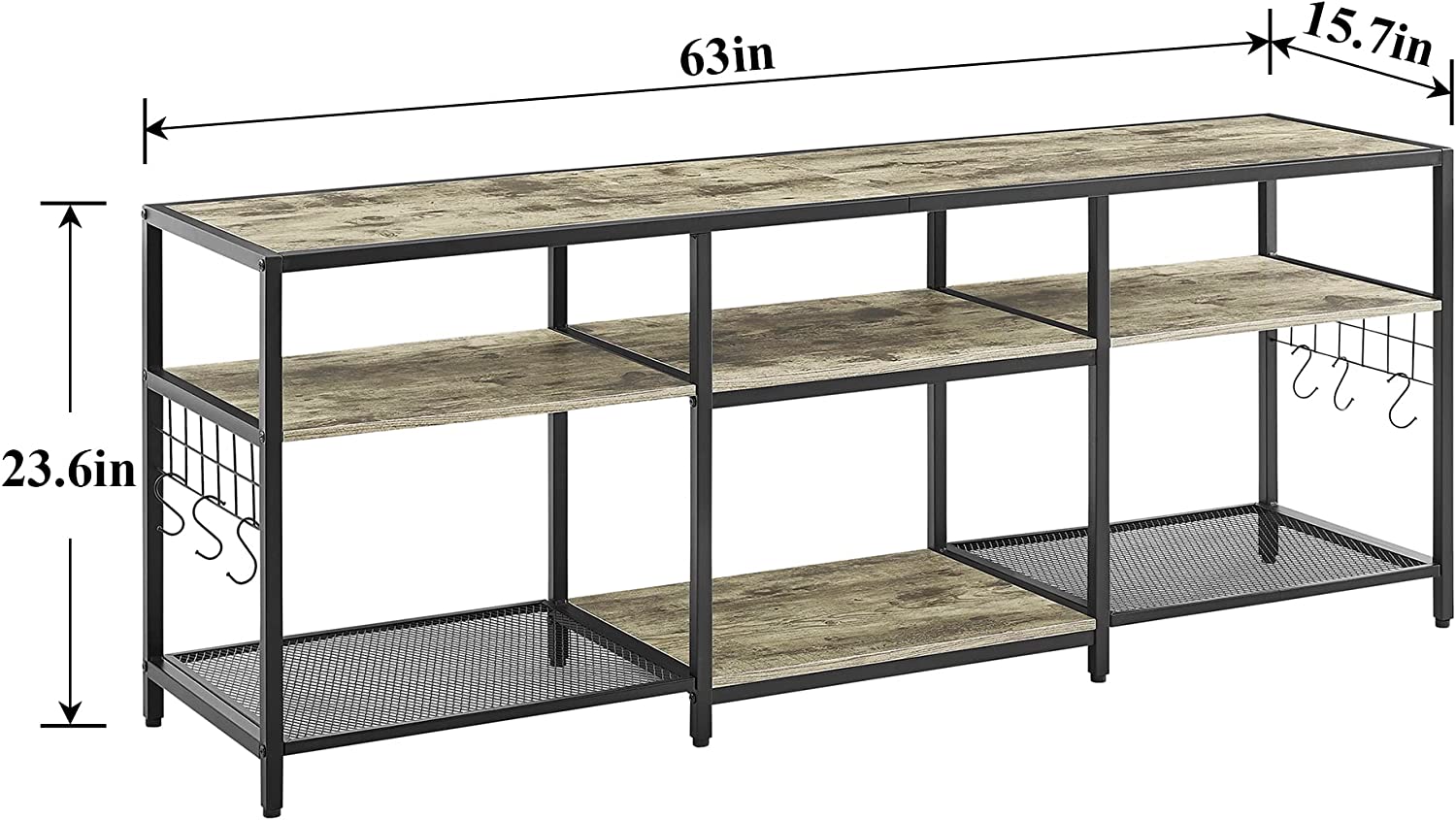 VECELO TV Stand Entertainment Center Media Console with 3-Tier Open Storage Shelves - VECELO