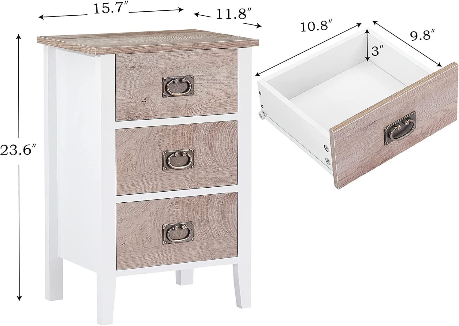 VECELO Modern Nightstands Set of 2, Side End Table with Drawers - VECELO