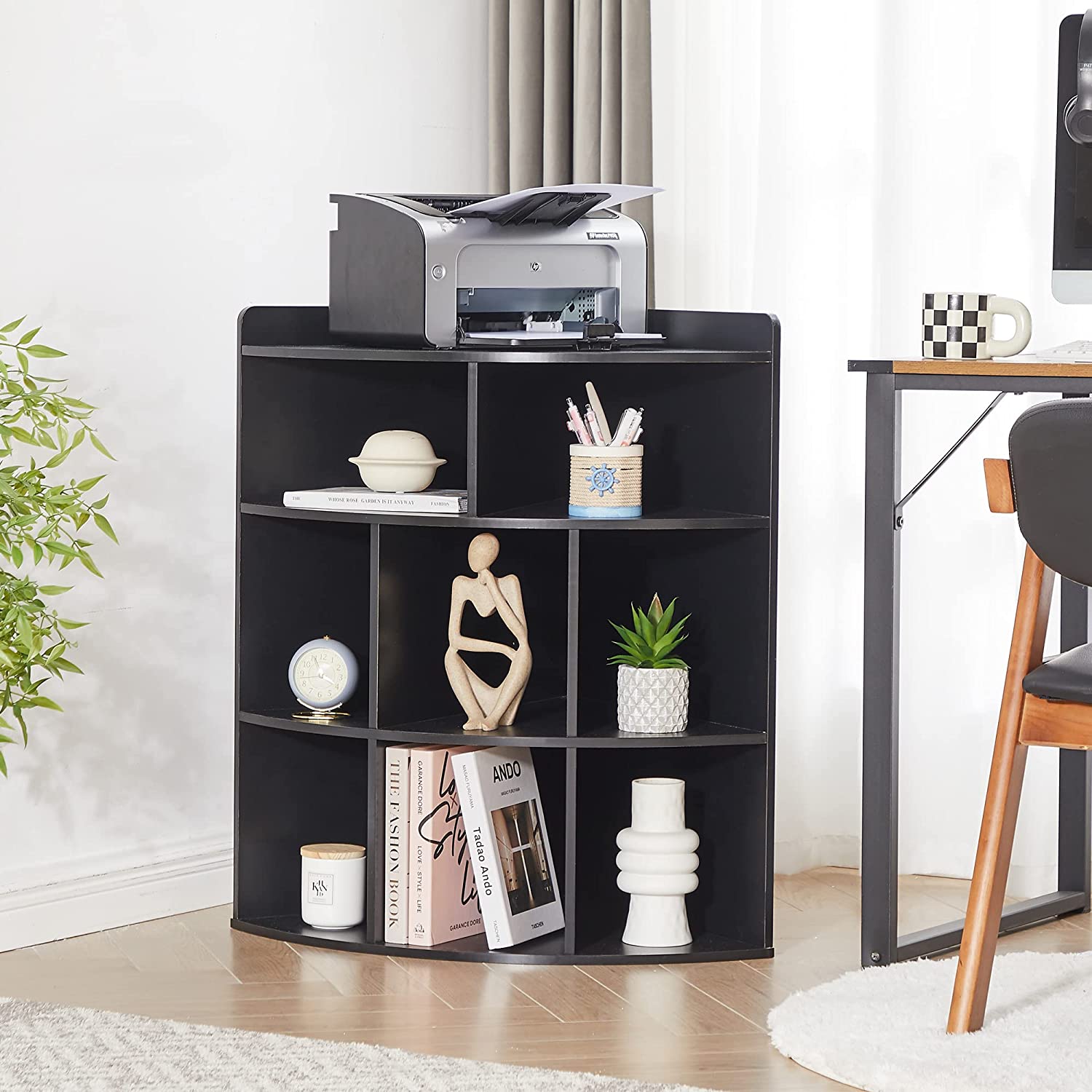 VECELO 3-Tier Corner Cabinet with 8 Cubbies, Wooden Cube Storage Organizer - VECELO
