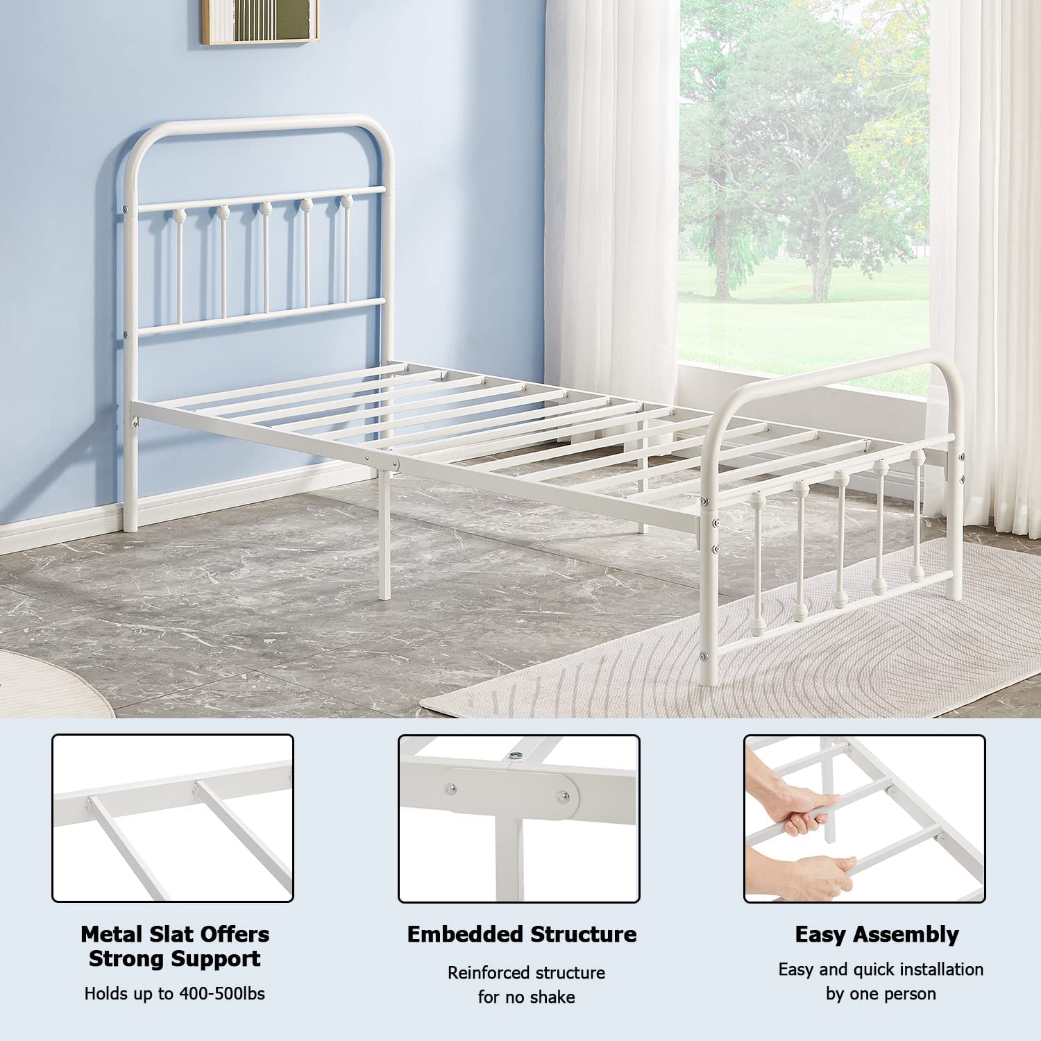 VECELO Metal Platform Bed Frame Mattress Foundation Modern&Simple Style - VECELO
