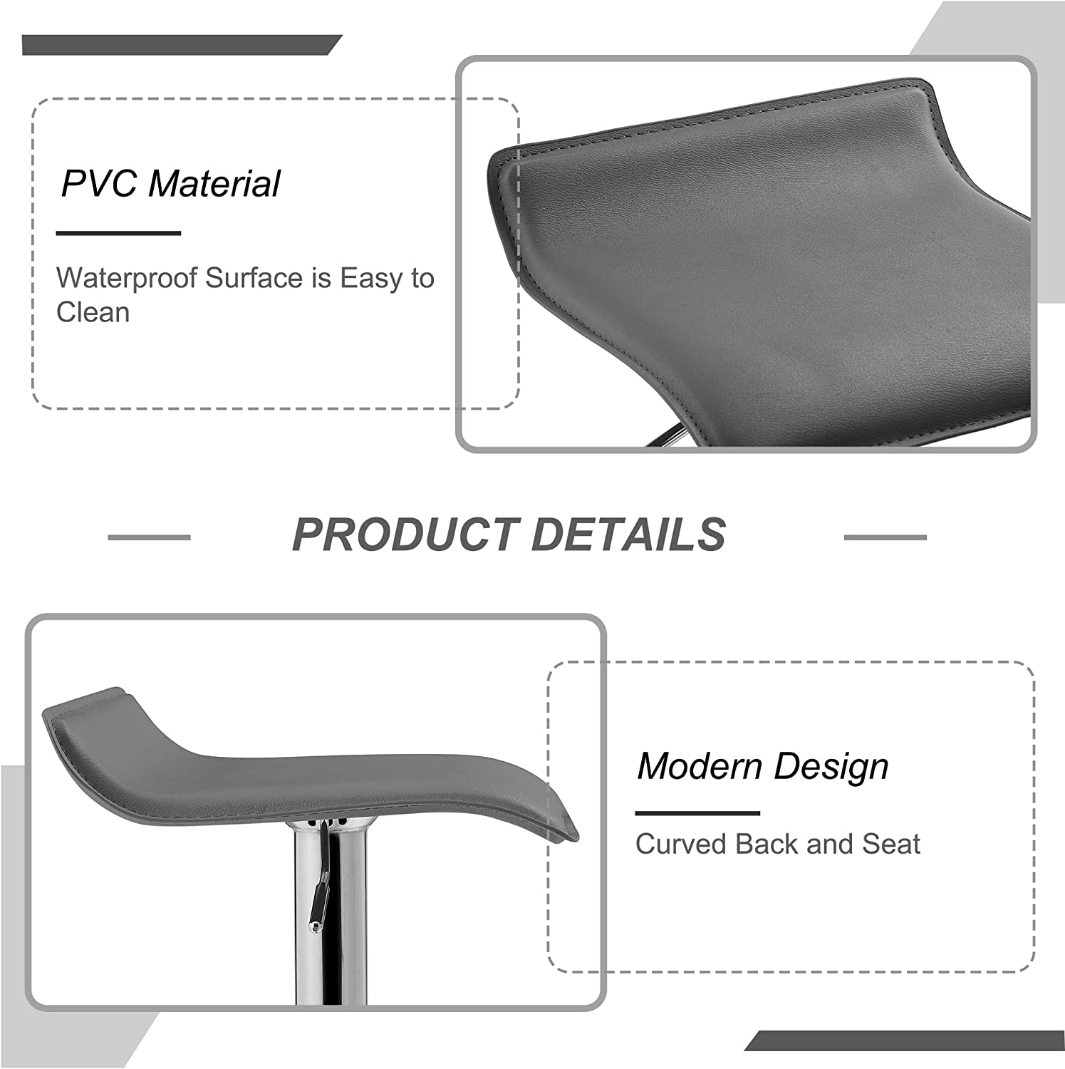 VECELO Counter Height Bar Stools Set of 2, Adjustable Barstools - VECELO