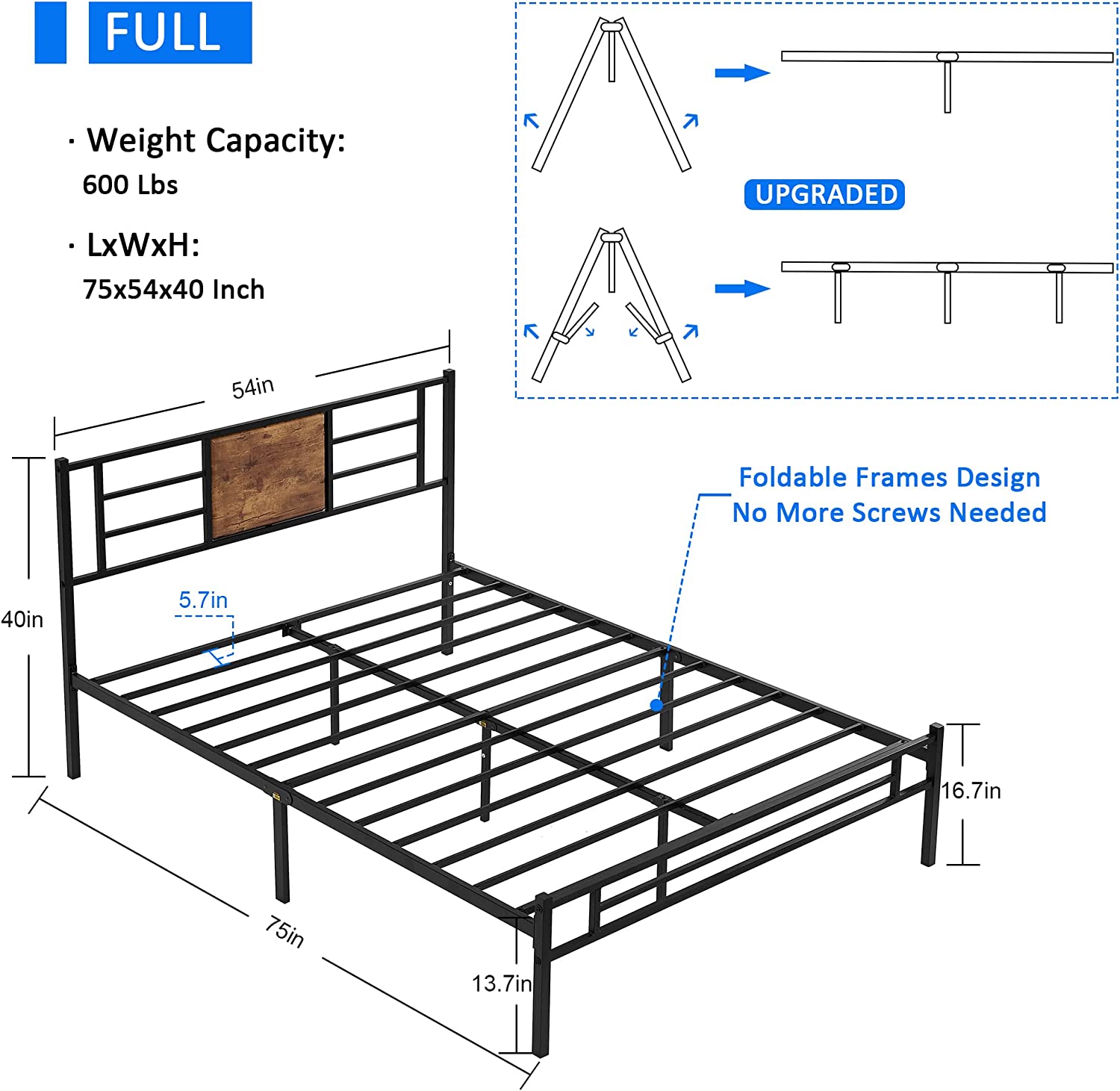 VECELO Platform Bed Frame Mattress Foundation with Headboard and Footboard - VECELO
