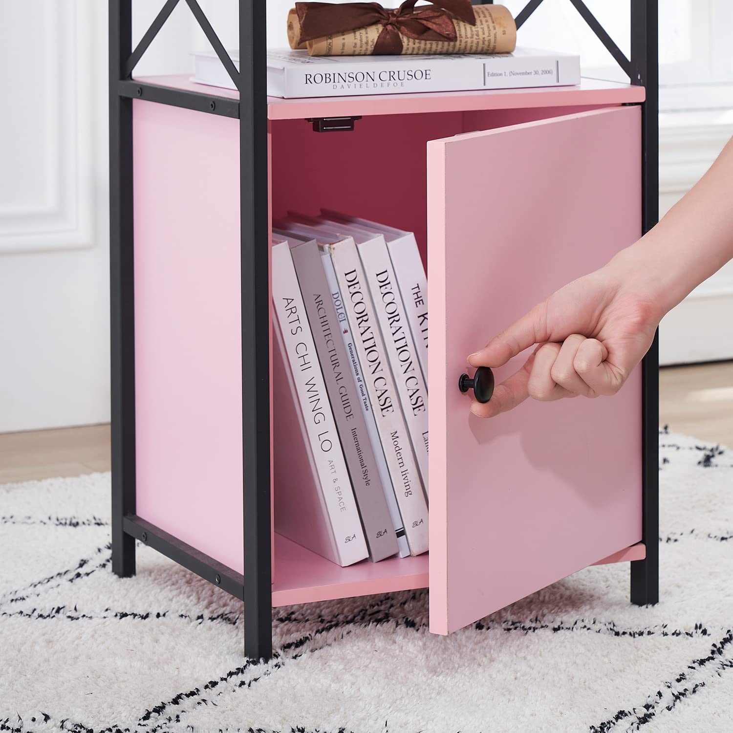 VECELO Tall Side Storage, Large Capacity Bedside Nightstand - VECELO
