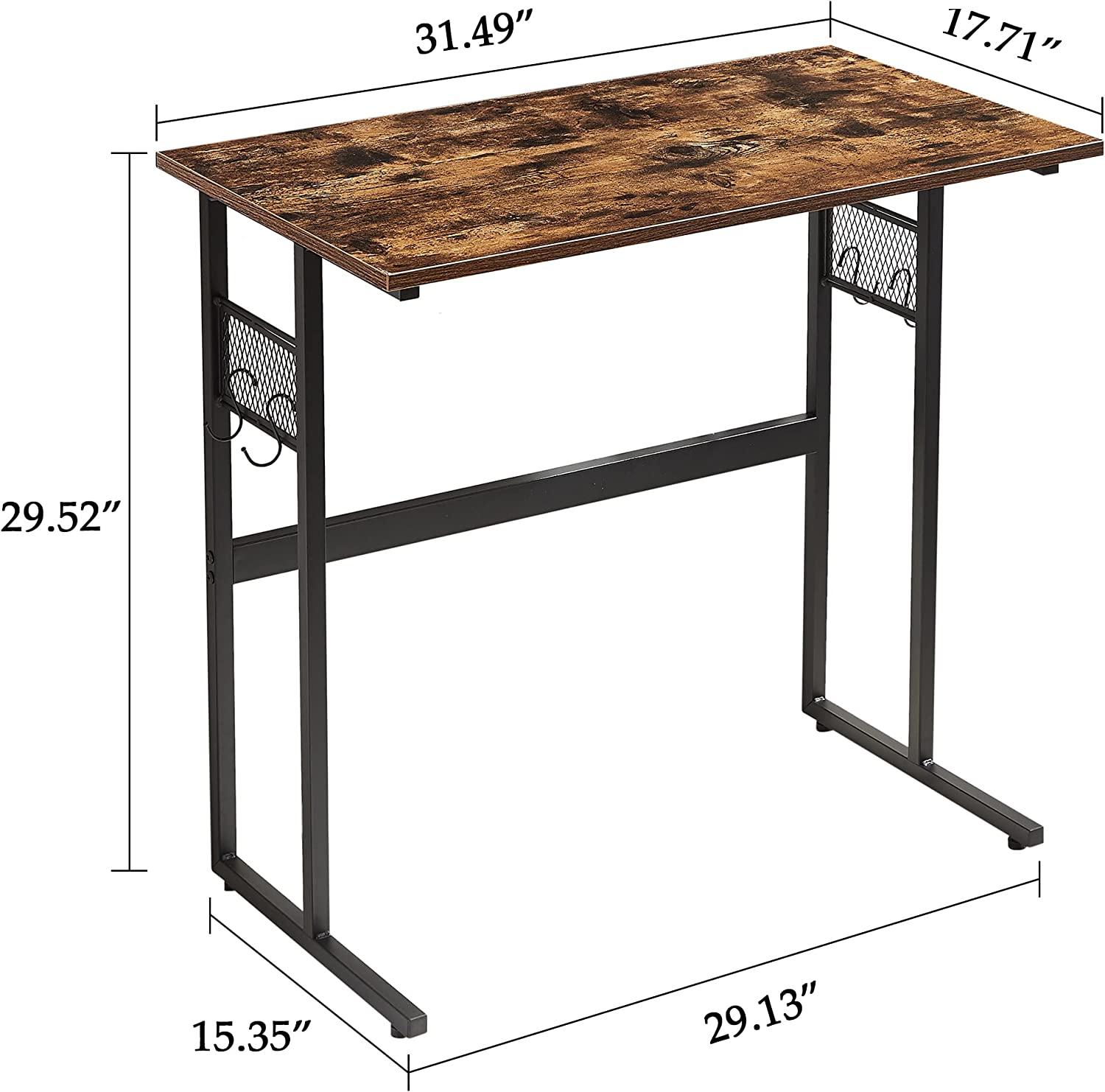VECELO Computer Desk with Storage Sturdy Laptop No Assembly Required Study Table - VECELO