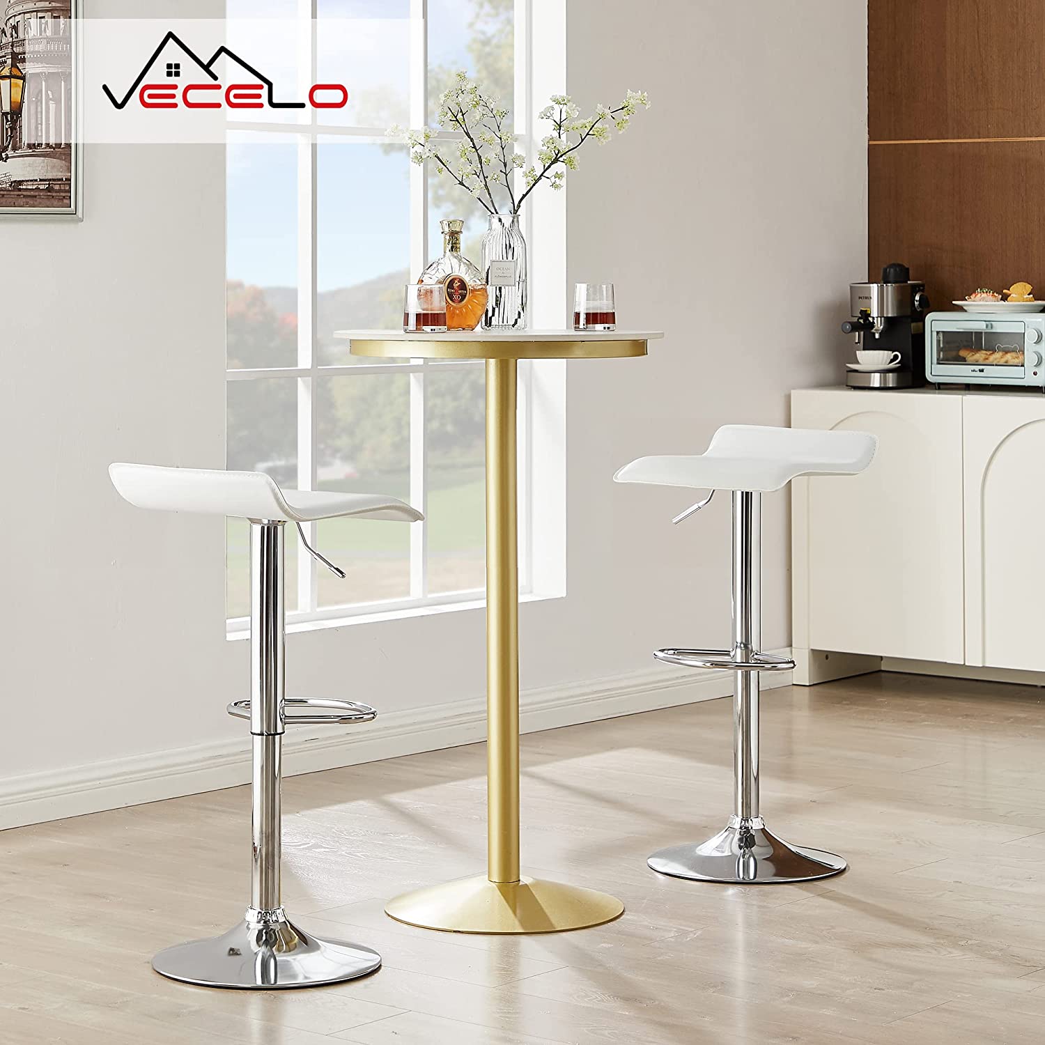 VECELO Counter Height Bar Stools Set of 2, Adjustable Barstools - VECELO