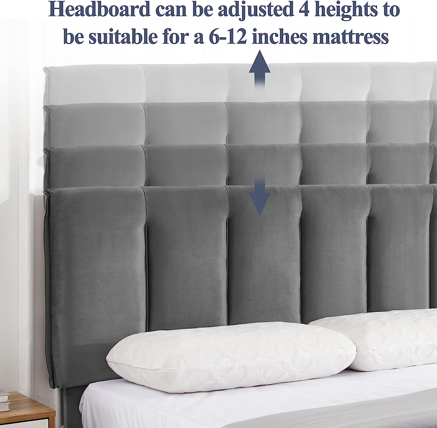 VECELO Modern Upholstered Platform Bedframe, Adjustable Headboard - VECELO