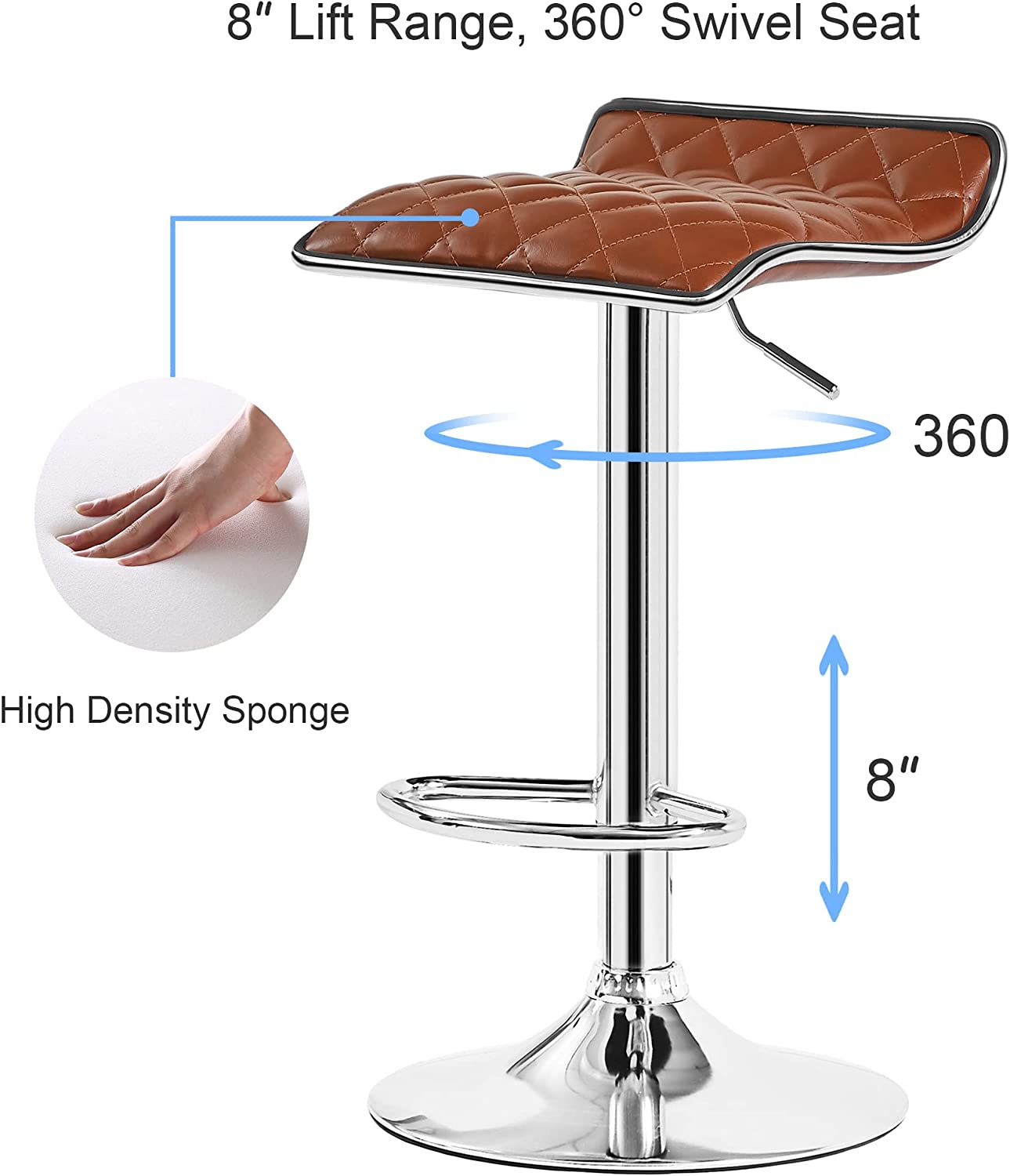 VECELO Bar Stools Set of 2, Kitchen Island Counter Height Bar Chairs - VECELO