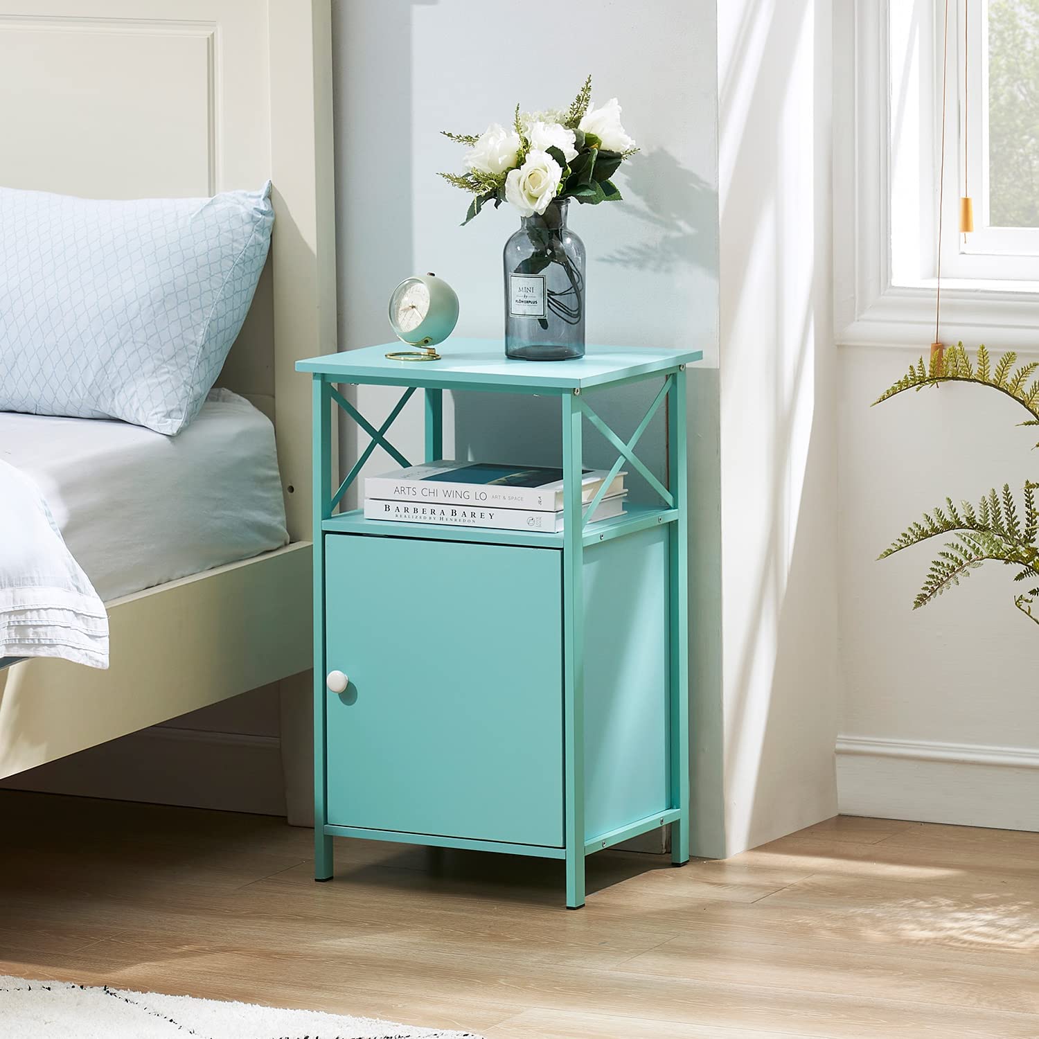 VECELO Tall Side Storage, Large Capacity Bedside Nightstand - VECELO