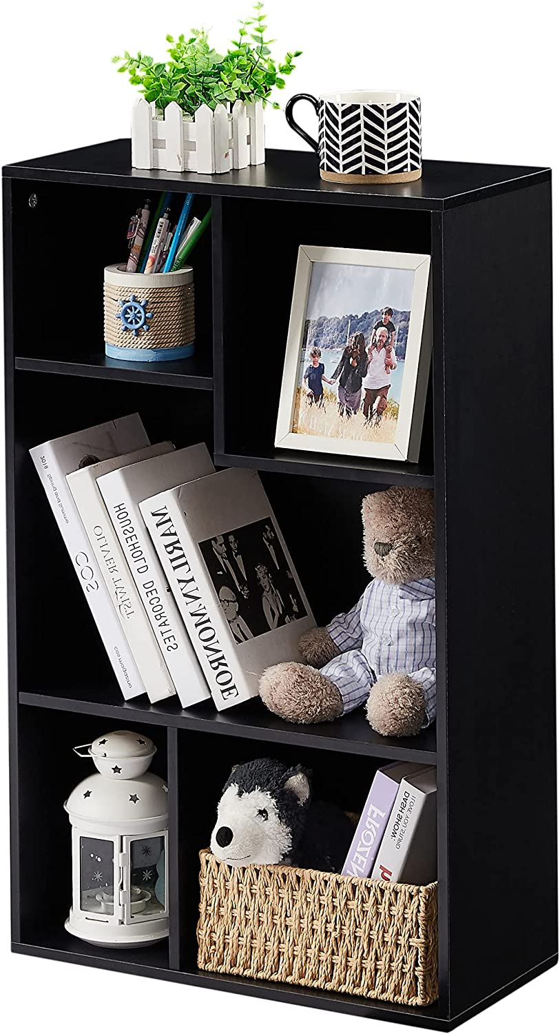 VECELO Modern 3-Tier Small Bookcase, 4 Cube/5 Cube Bookshelf/Storage Organizer - VECELO