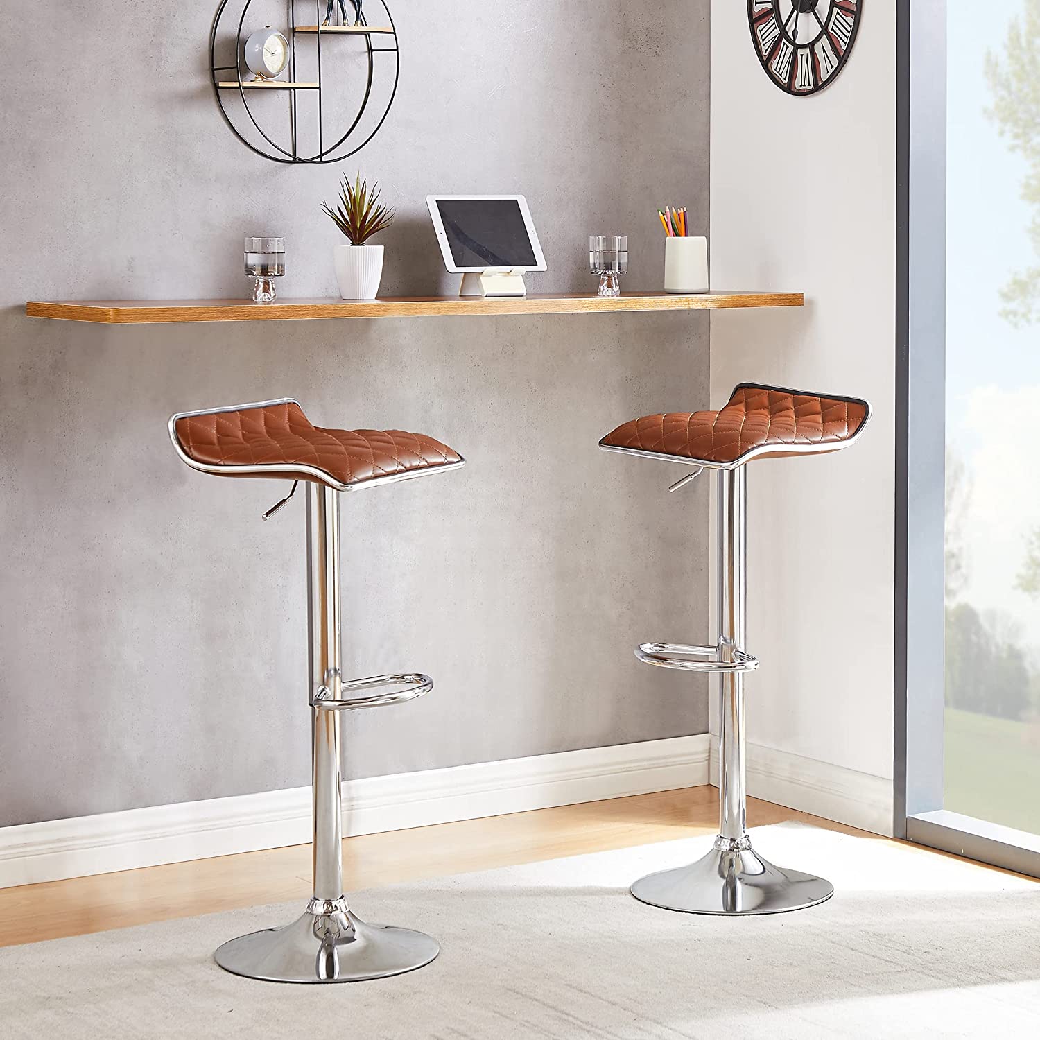 VECELO Bar Stools Set of 2, Kitchen Island Counter Height Bar Chairs - VECELO