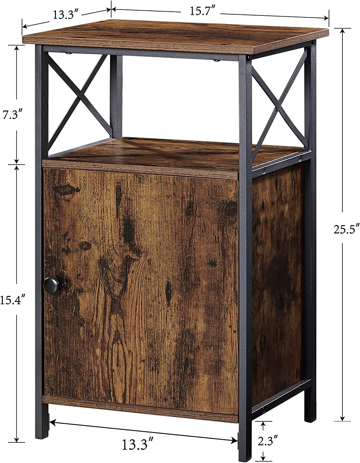 VECELO Tall Side Storage, Large Capacity Bedside Nightstand - VECELO