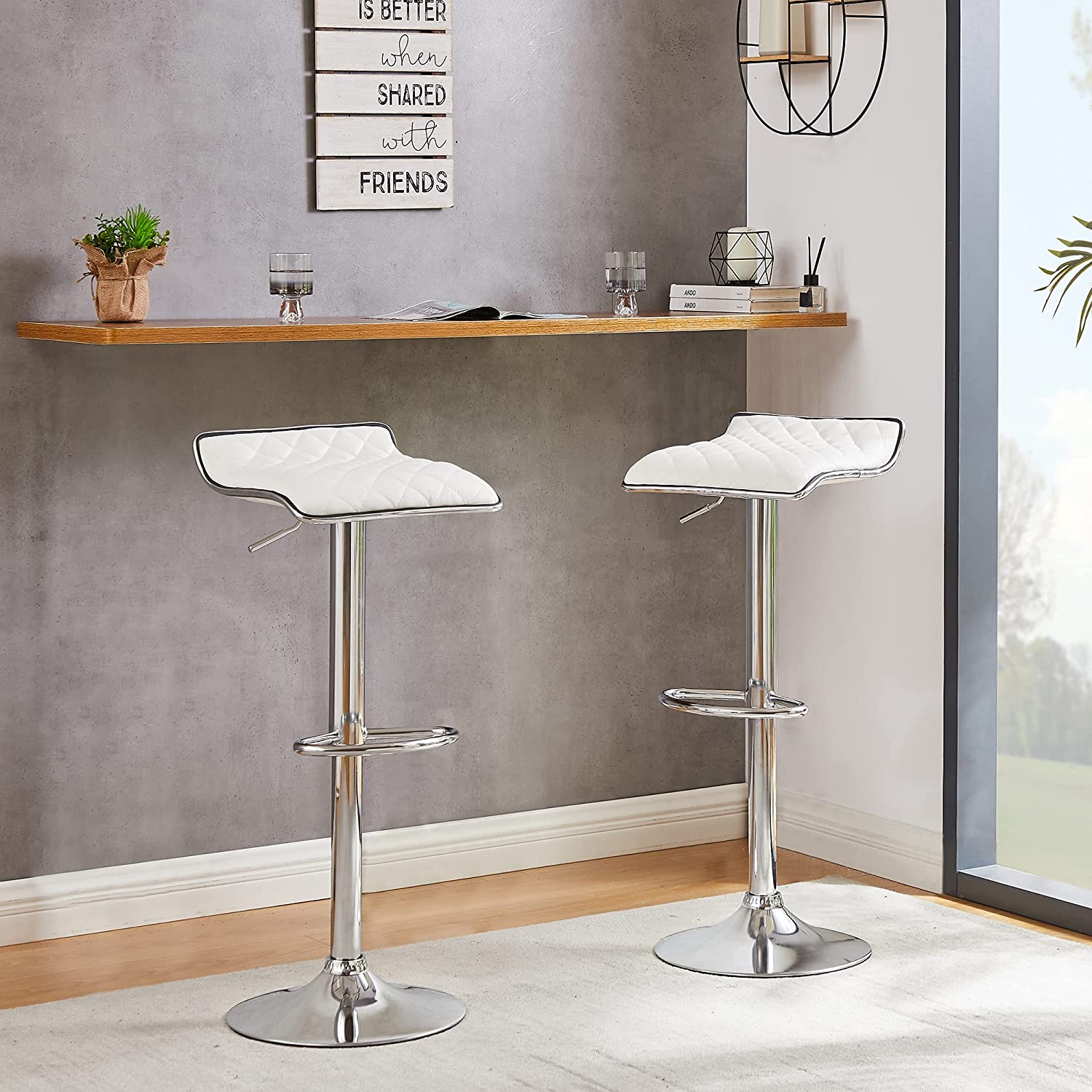 VECELO Bar Stools Set of 2, Kitchen Island Counter Height Bar Chairs - VECELO
